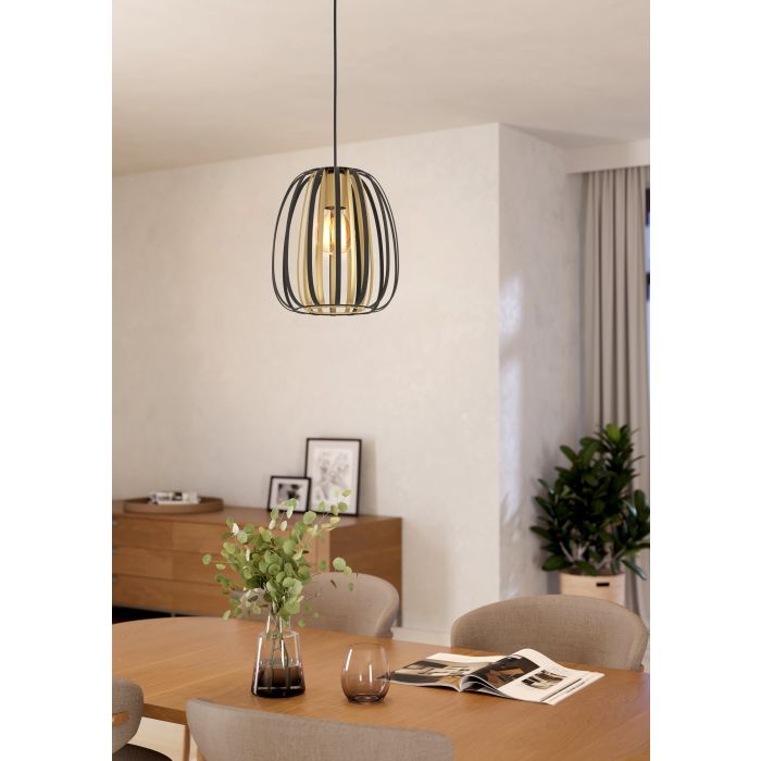Encinitos Black & Gold 1 Light E27 Pendant - Small