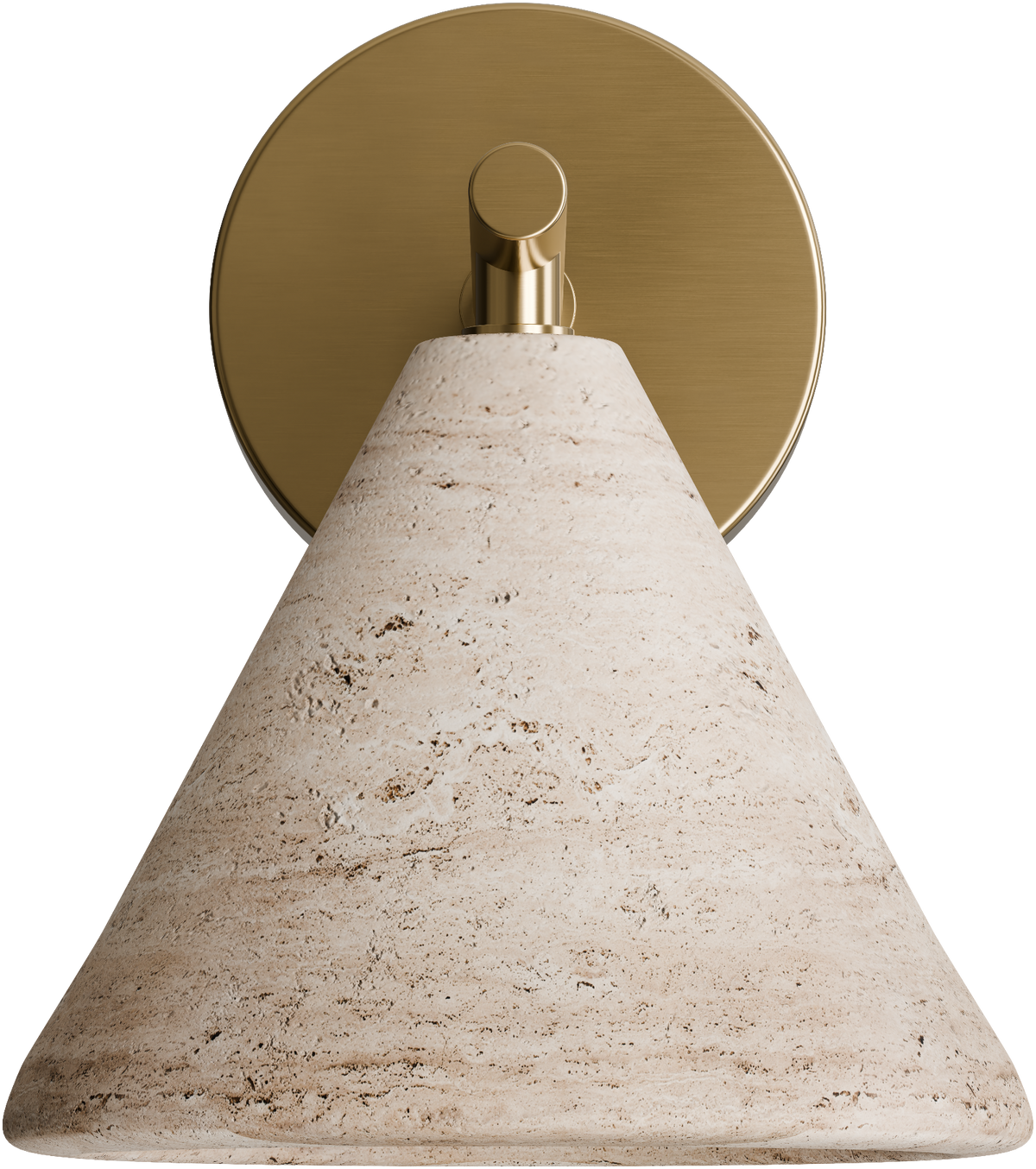 Orville Natural Travertine 205mm E27 Wall Light Brass - IP20