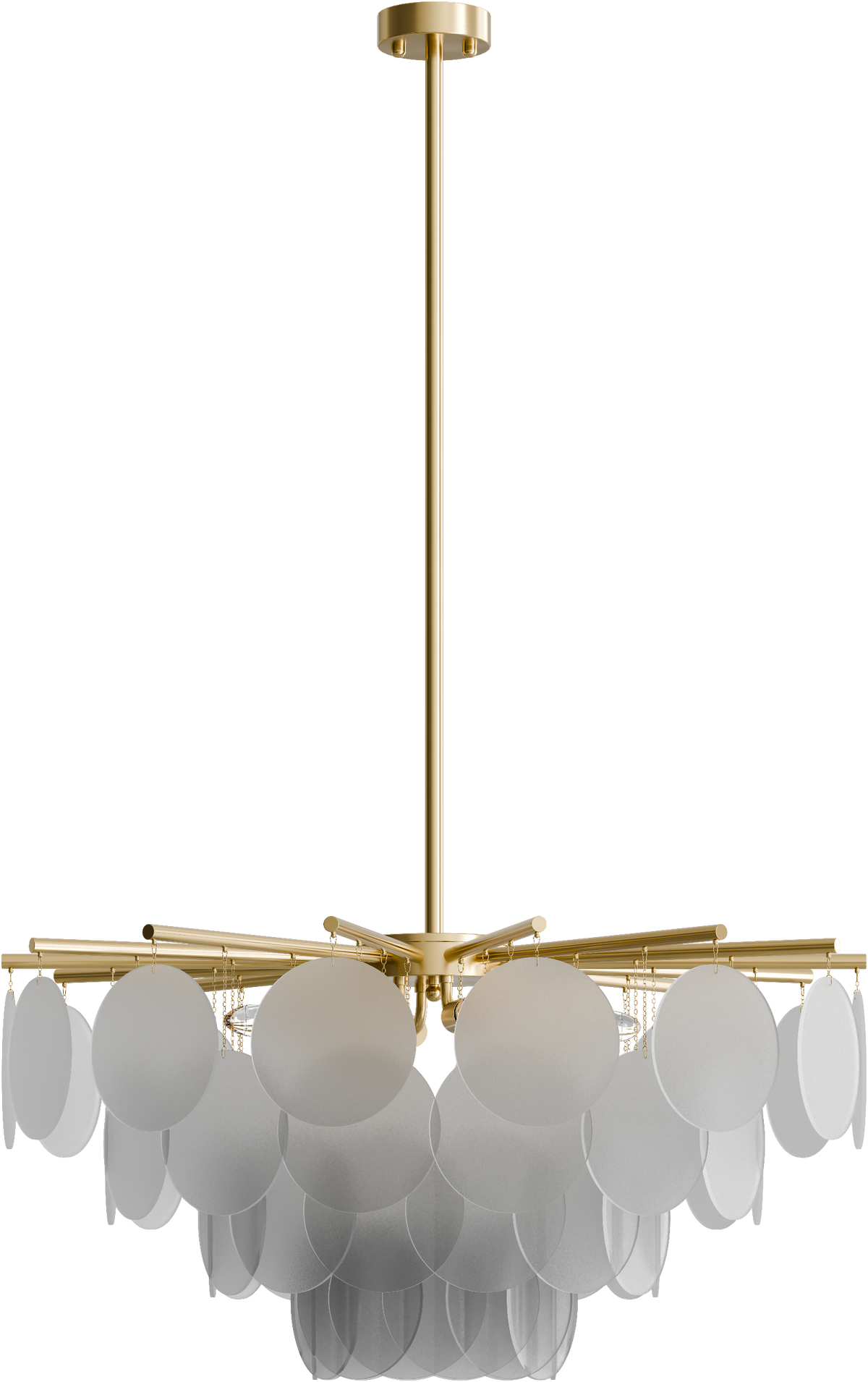 Prism 800mm Frosted glass Pendant Clear Cord 8x E14 Brass 3M Drop IP20