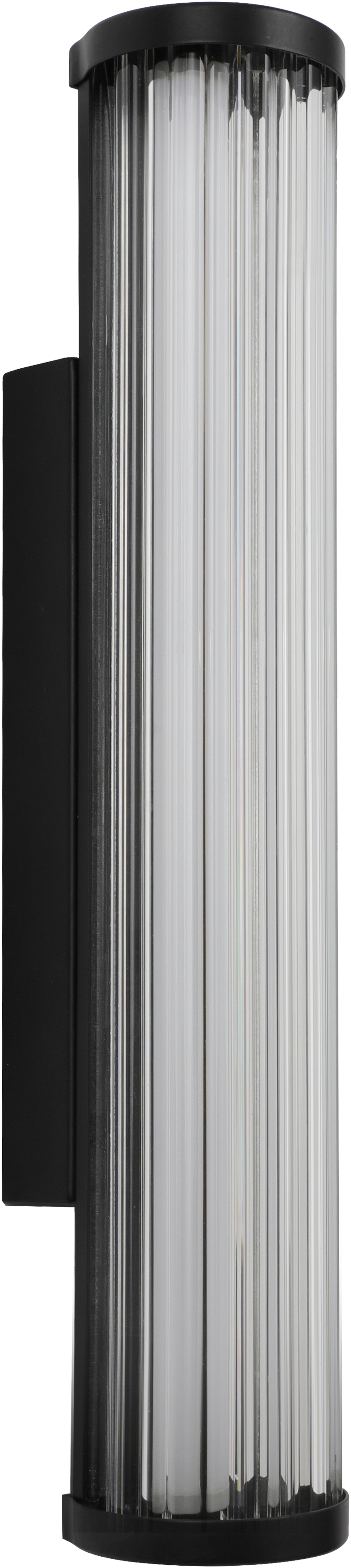 Junco Ribbed Glass 420mm LED Wall Light 16W TRI Colour Non-dimmable Black IP65