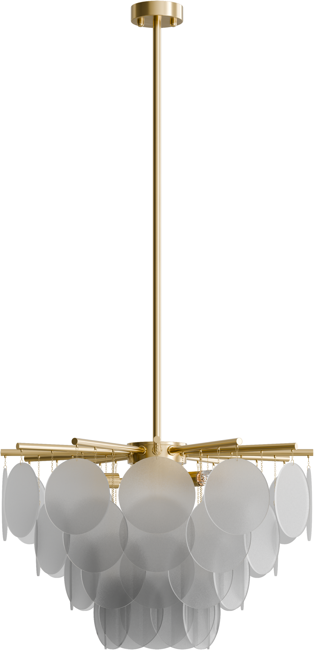 Prism 650mm Frosted glass Pendant Clear Cord 6x E14 Brass IP20