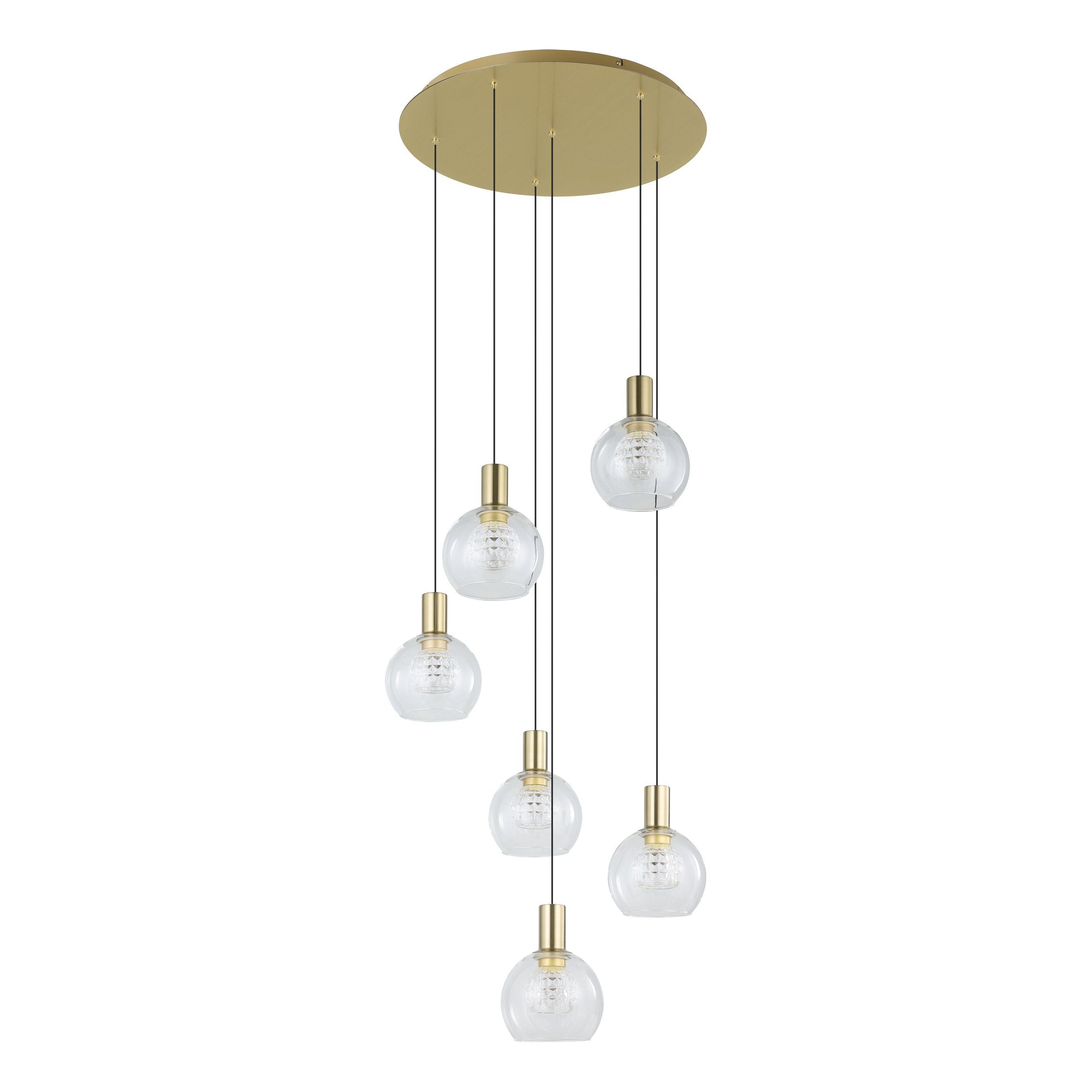 Terque Brass Matt 6 x 5.4W 3000K Round Cluster Pendant