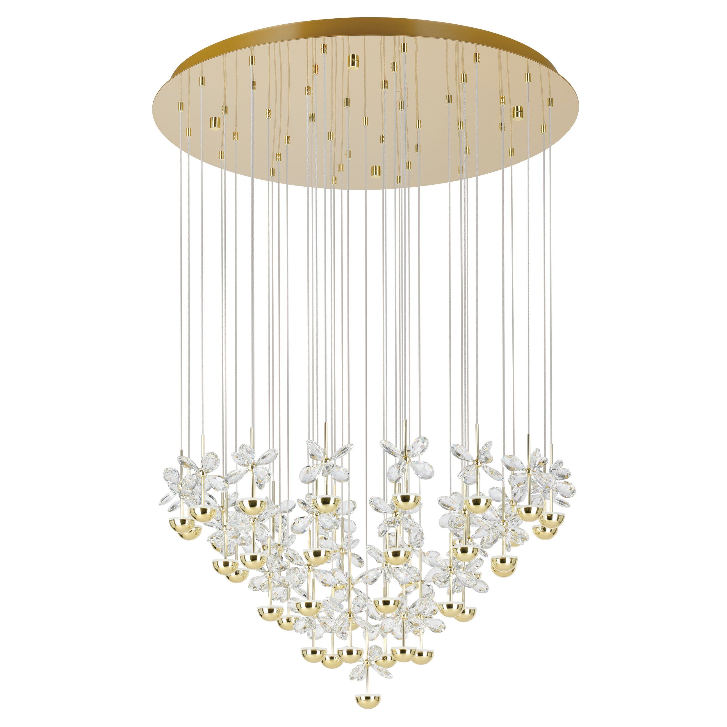 Pianopoli 3 Brass & Glass Crystal 43 x 1.8W 3000K Round Cluster Pendant