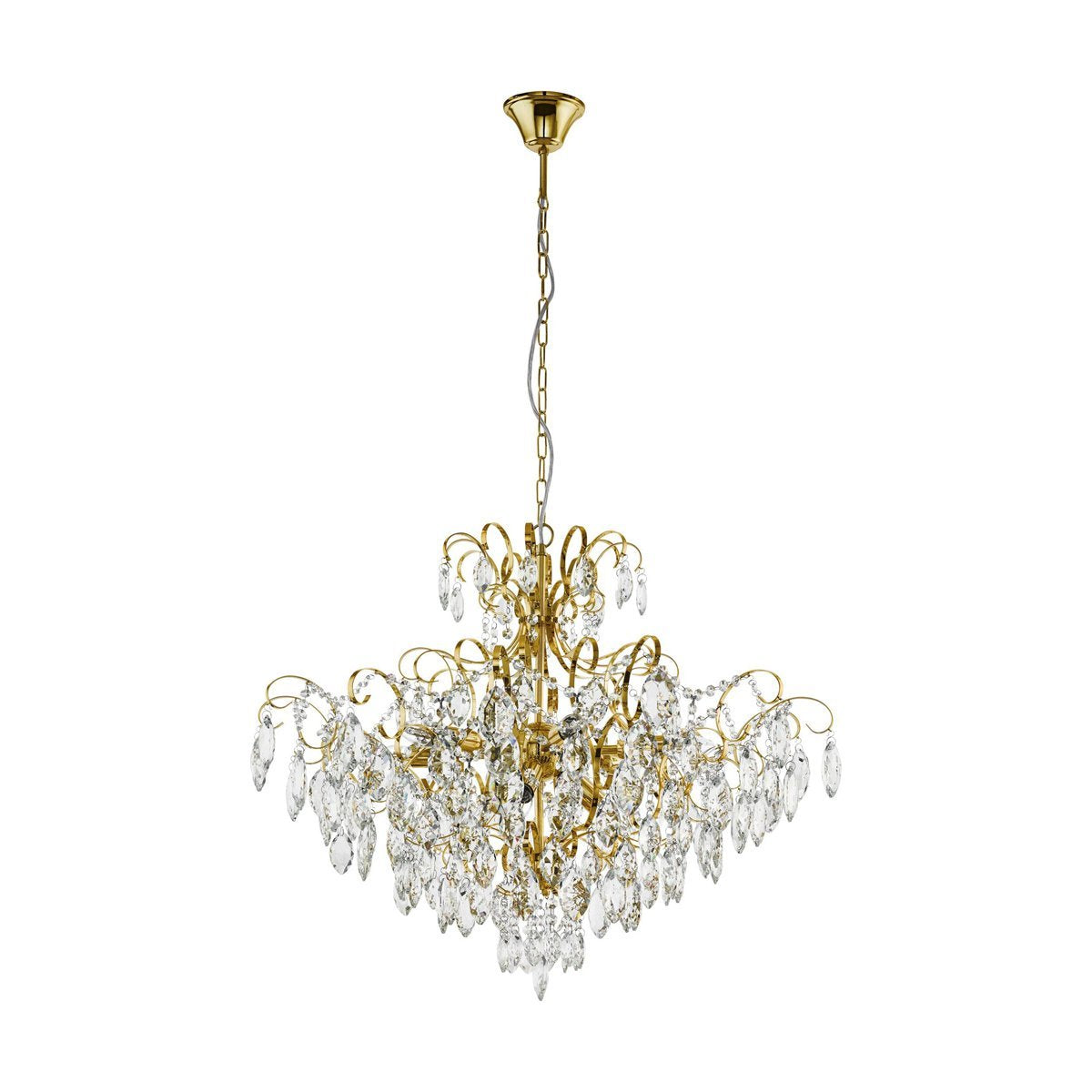 Fenoullet 9 Light Crystal Chandelier in Brass