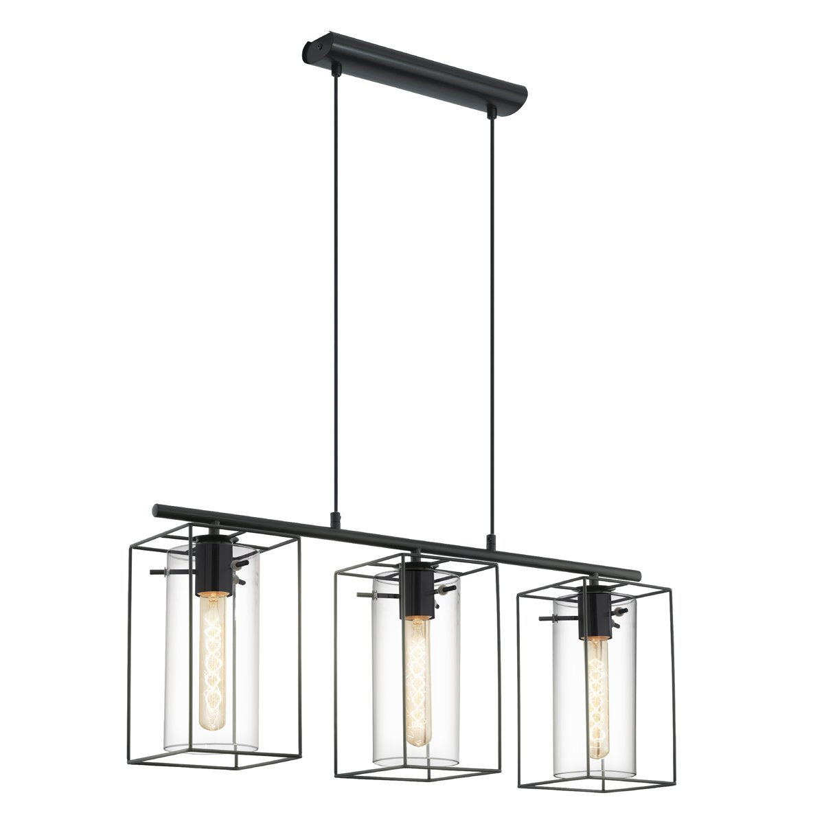 Loncino 3 Light Black with Smoked Glass Pendant Light