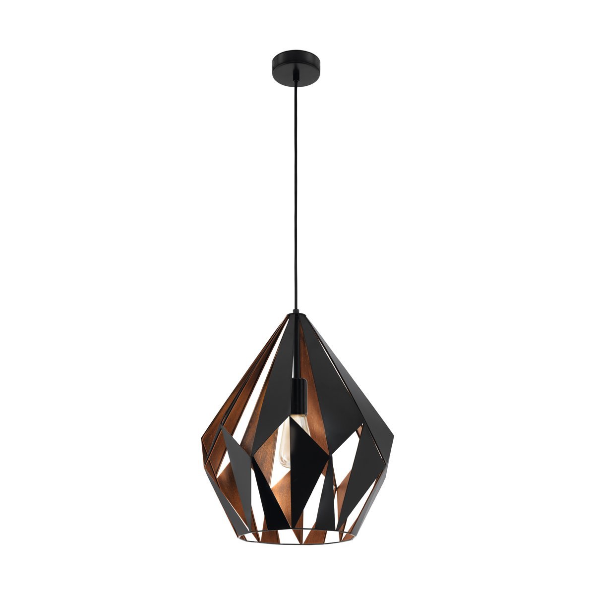 Carlton 385mm 1 Light Black & Copper Pendant Light