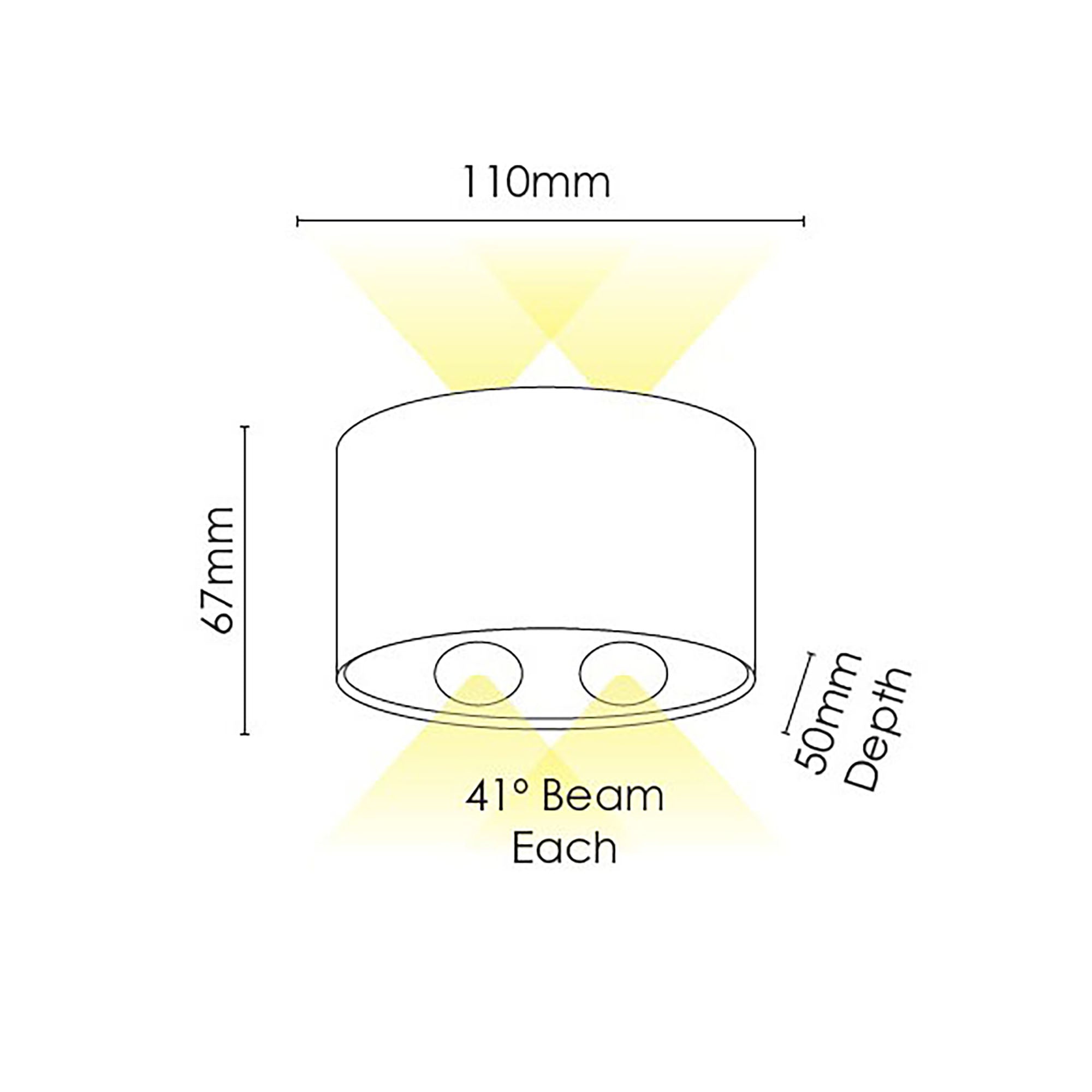 Opula 2 Black 4 x 1W 5000K IP54 Wall Light