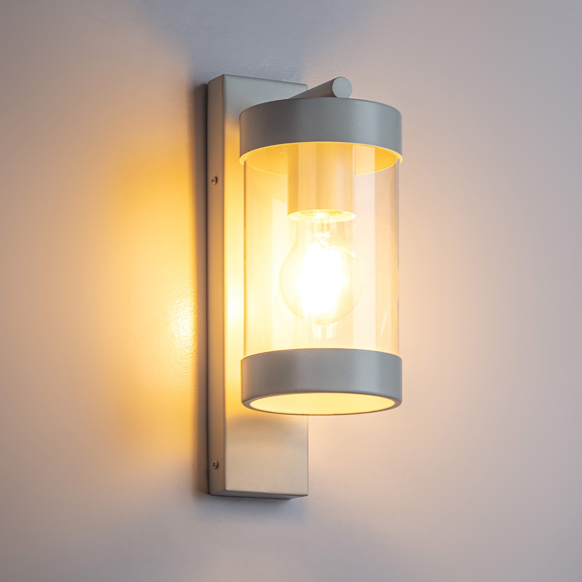 Frenchy White with Clear Glass IP43 Exterior Wall Light