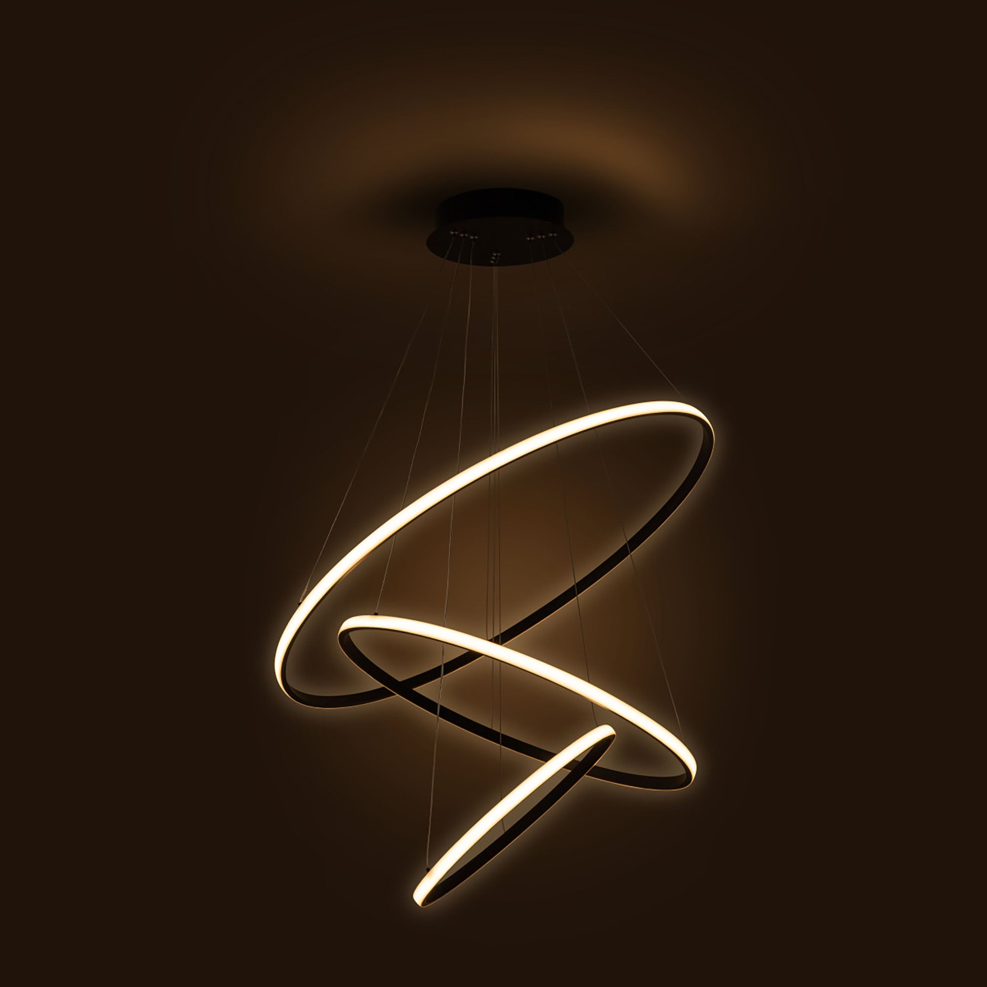 Crown Black 100W 3000K 3 Ring LED Pendant