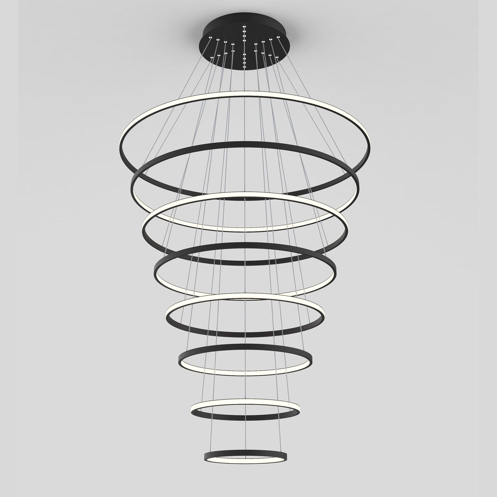 Crown Black 280W 3000K 8 Ring LED Pendant
