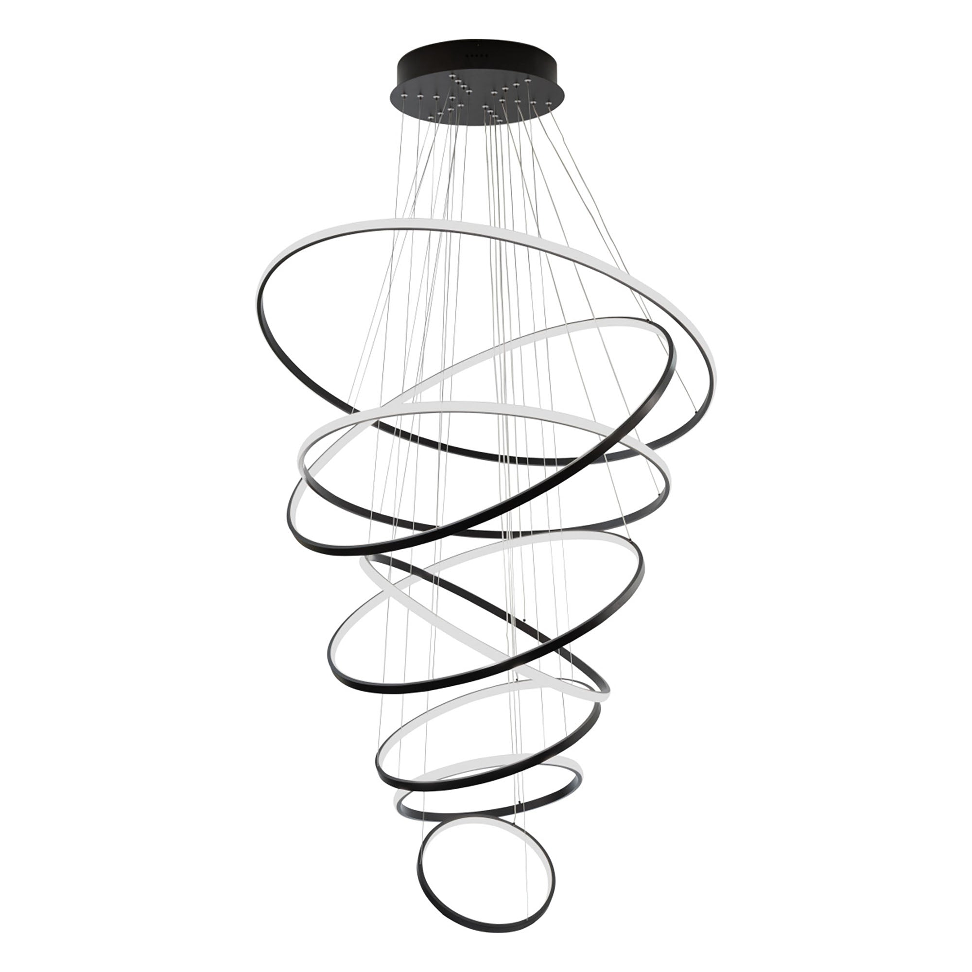 Crown Black 280W 3000K 8 Ring LED Pendant