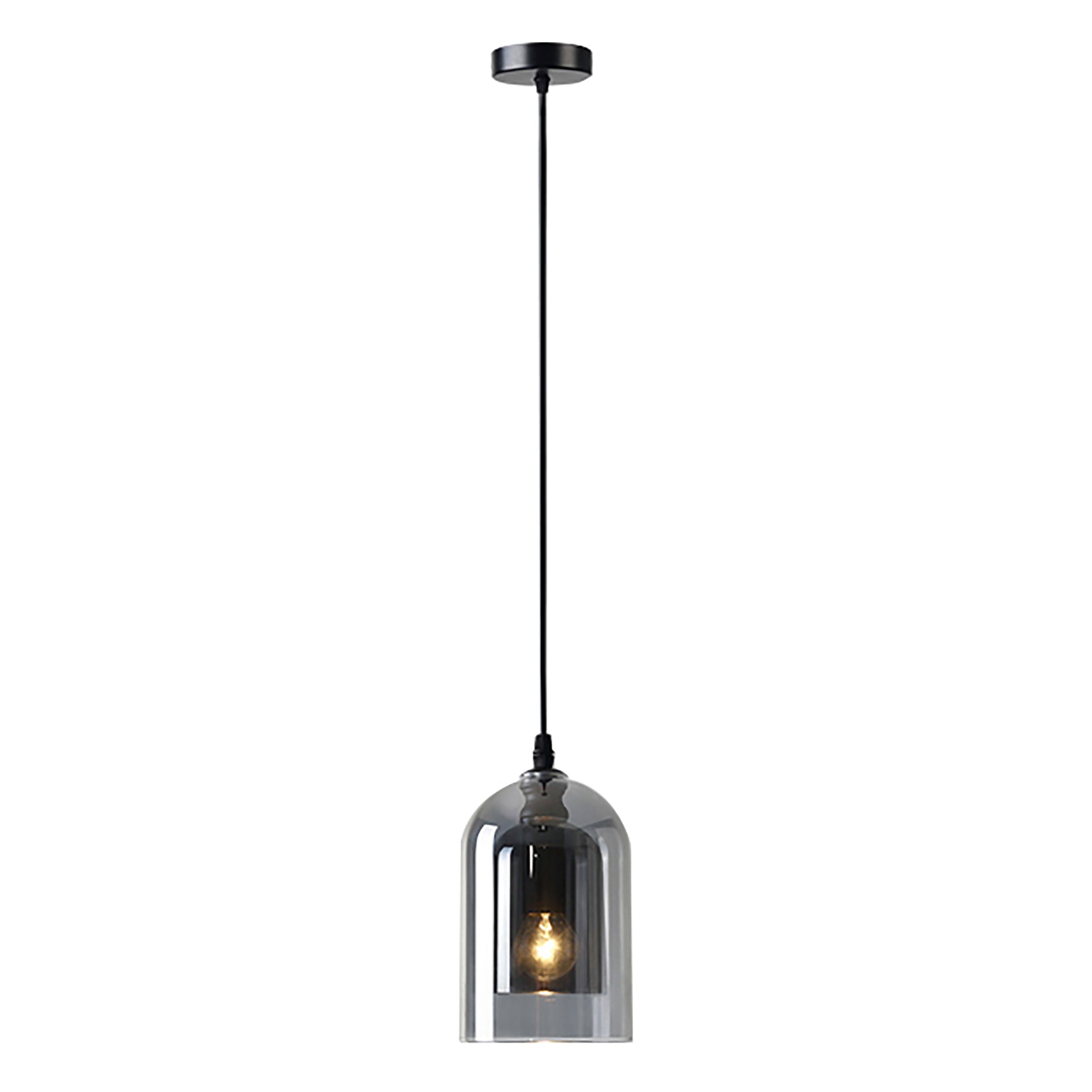 Marco Black with Smoke Glass 1 Light Pendant