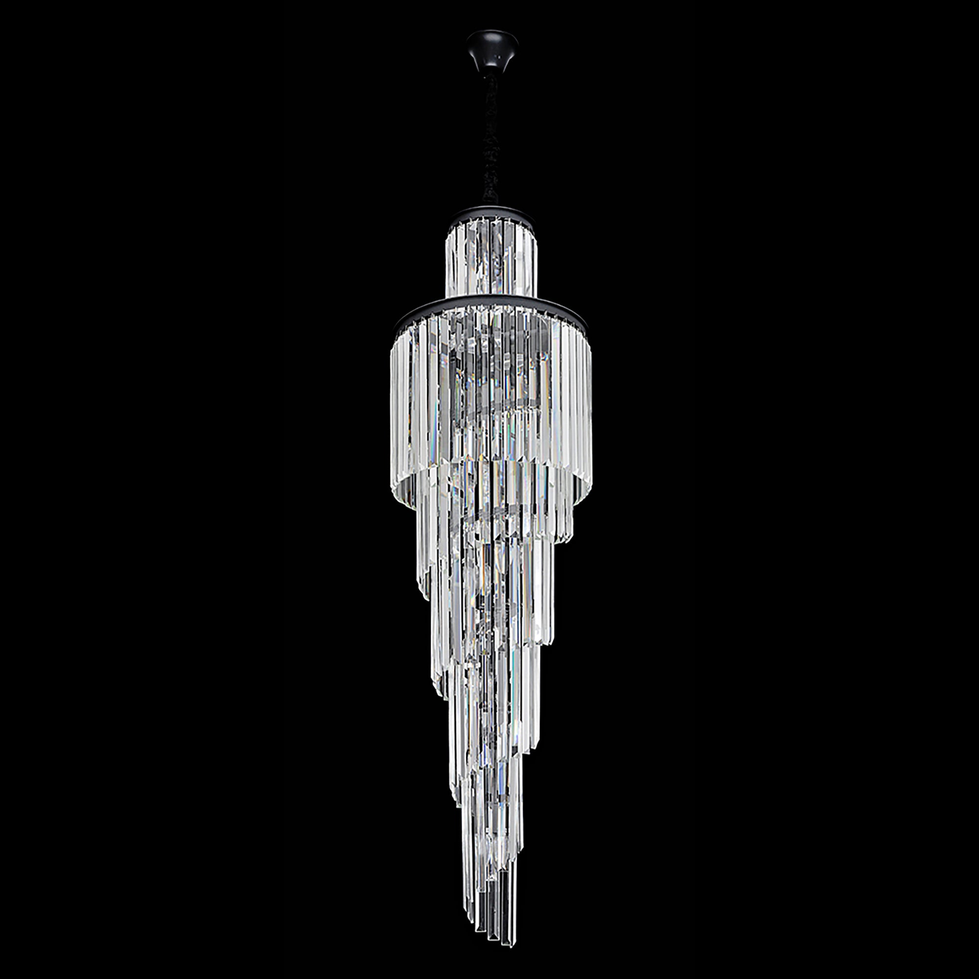 Chanel-S Black and Crystal 400mm x 1300mm Spiral Chandelier