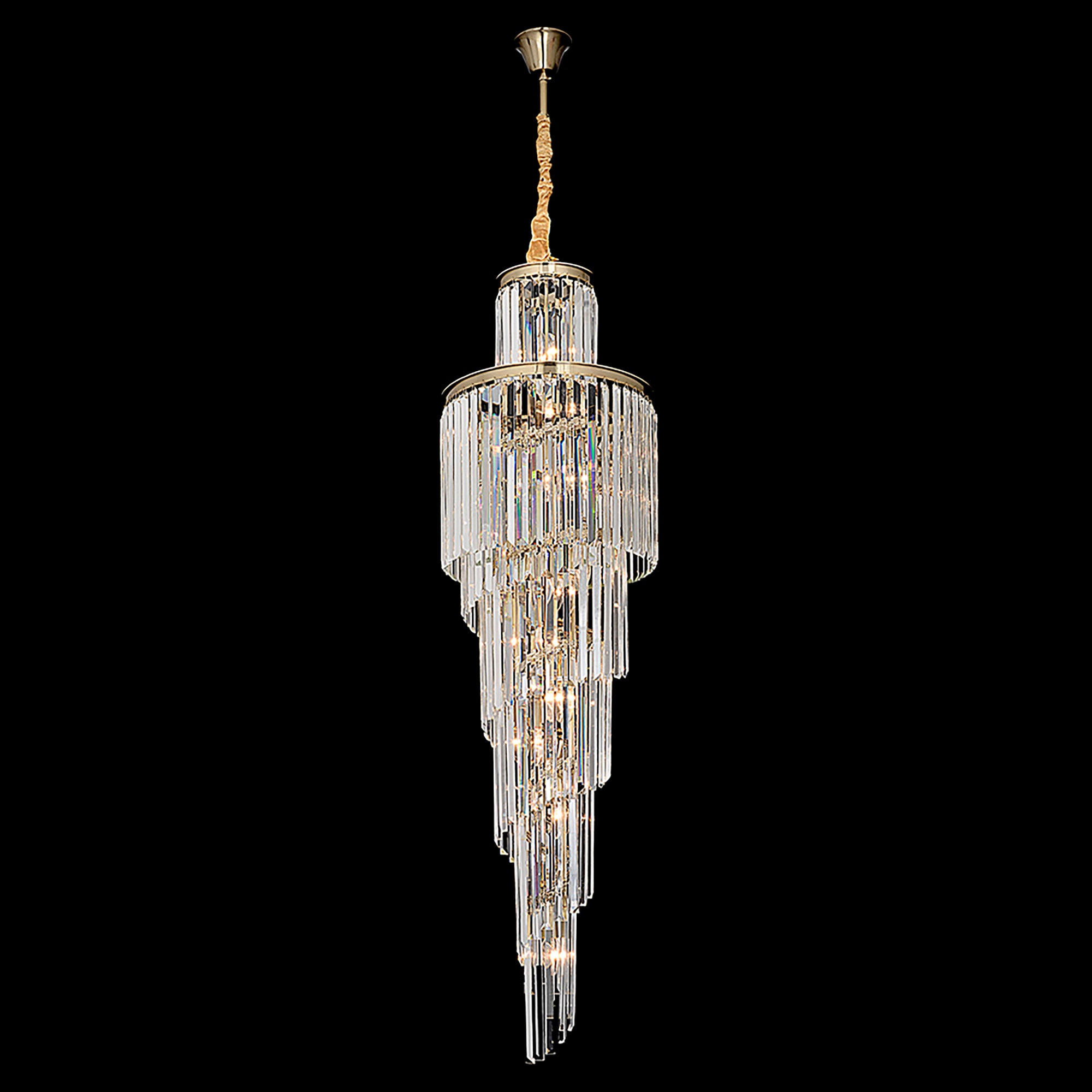Chanel-S Gold and Crystal 400mm x 1300mm Spiral Chandelier