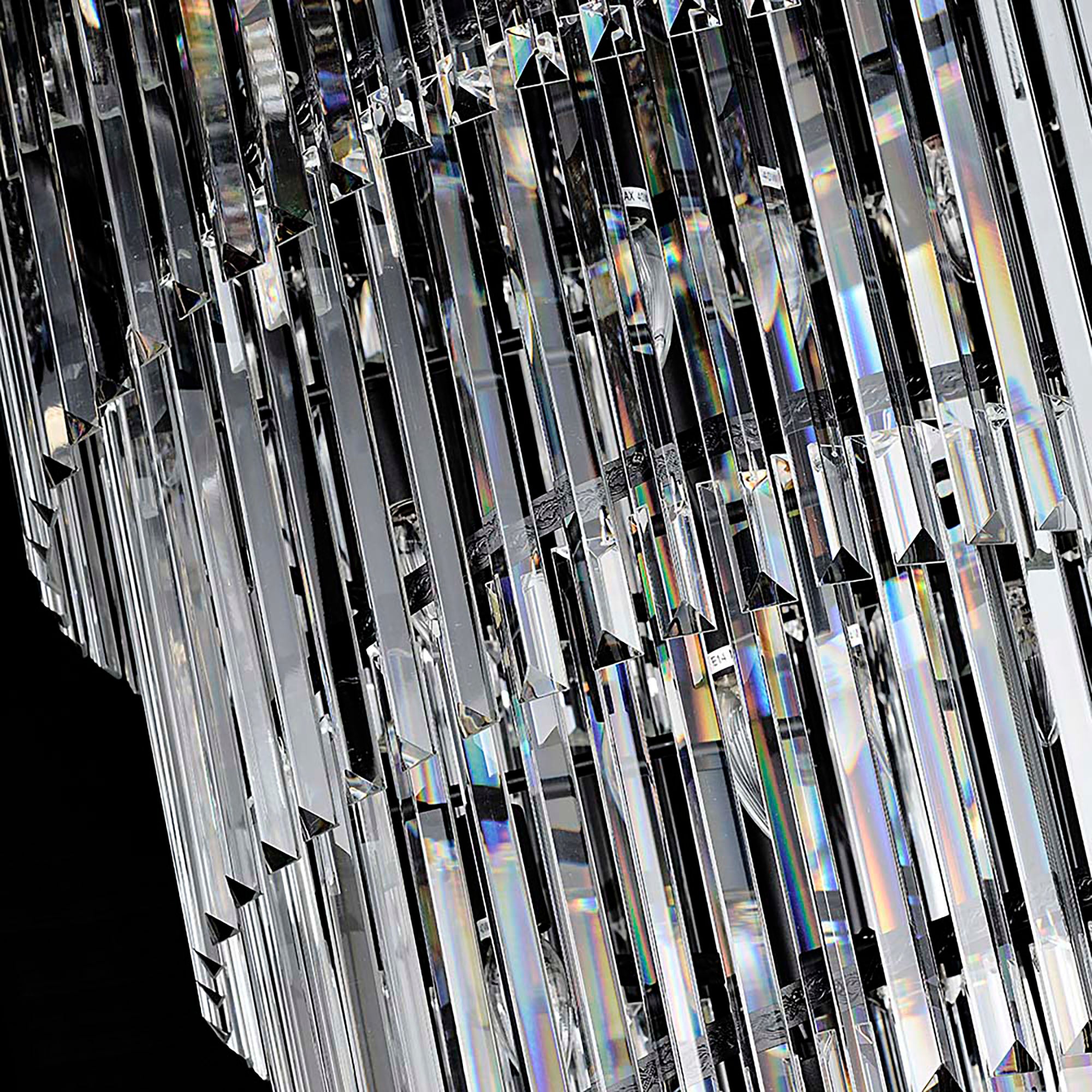 Chanel-L Black and Crystal 700mm x 2000mm Spiral Chandelier