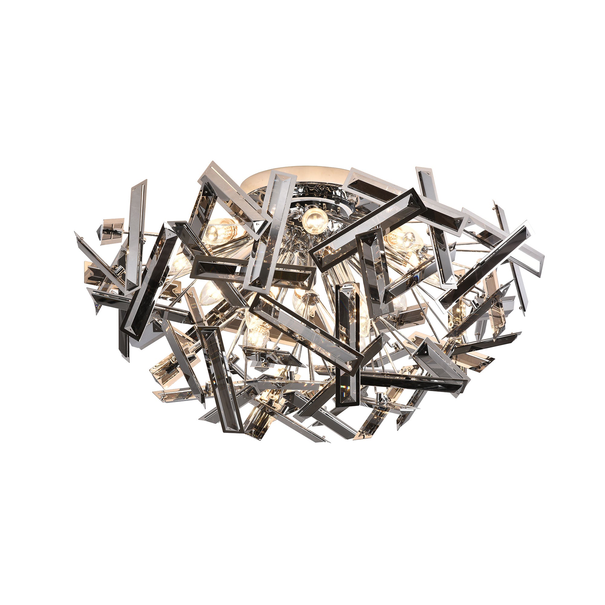 Brazza Black/Chrome and Smoke Crystal Close To Ceiling Light