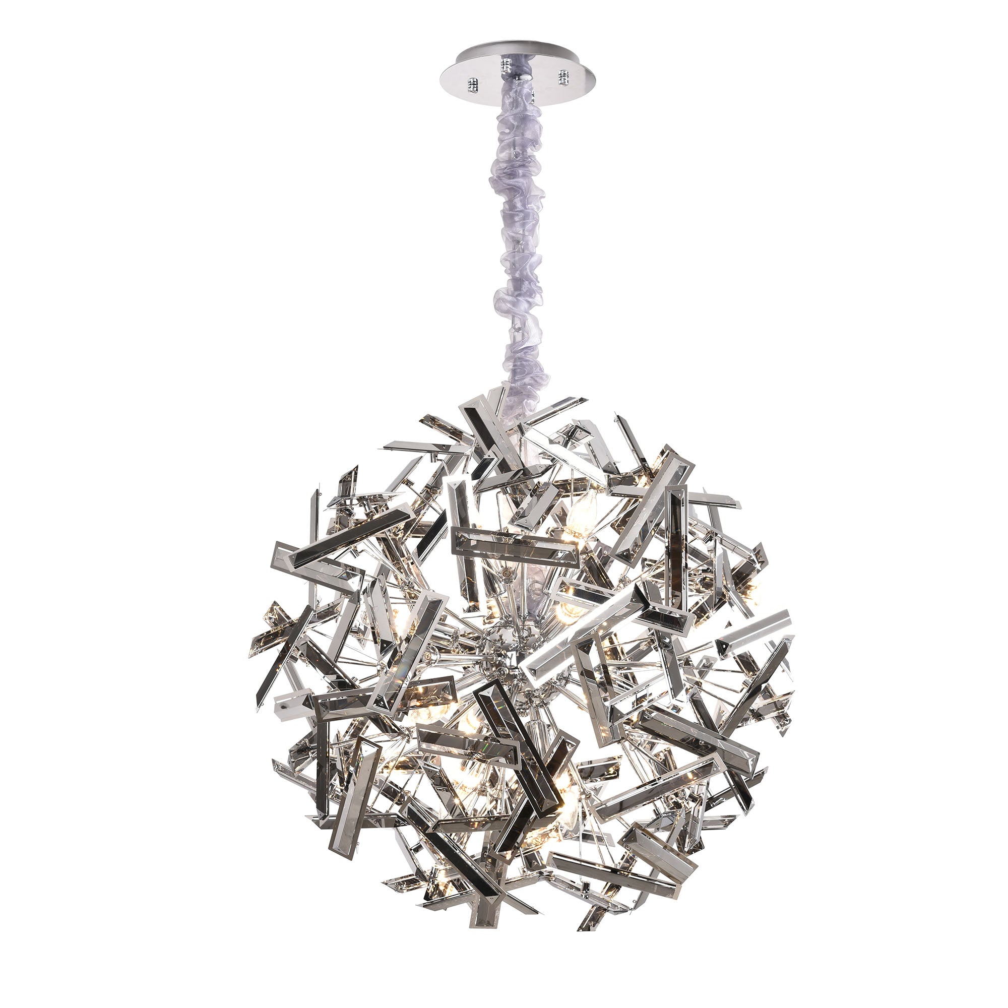 Brazza Black/Chrome and Smoke Crystal 650mm Pendant Light