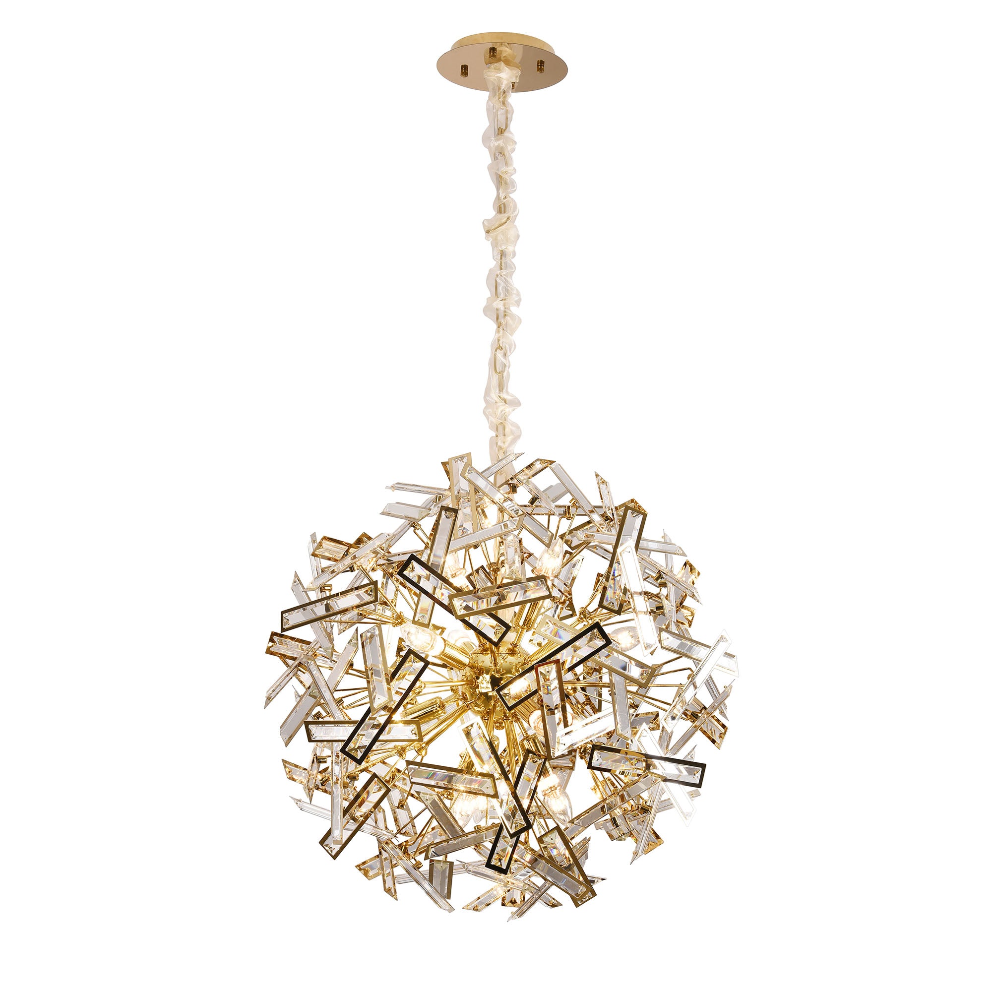 Brazza Gold and Clear Crystal 650mm Pendant Light
