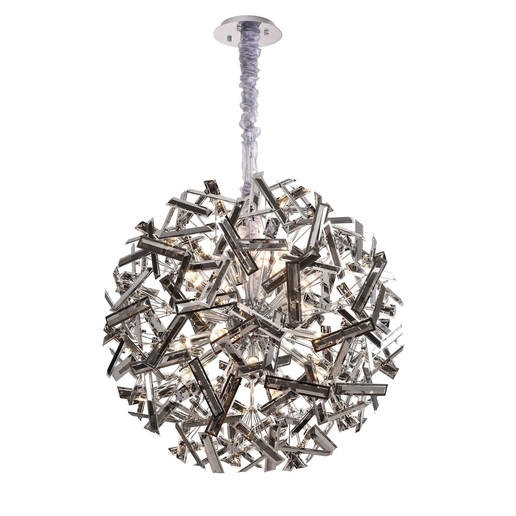 Brazza Black/Chrome and Smoke Crystal 1000mm Pendant Light