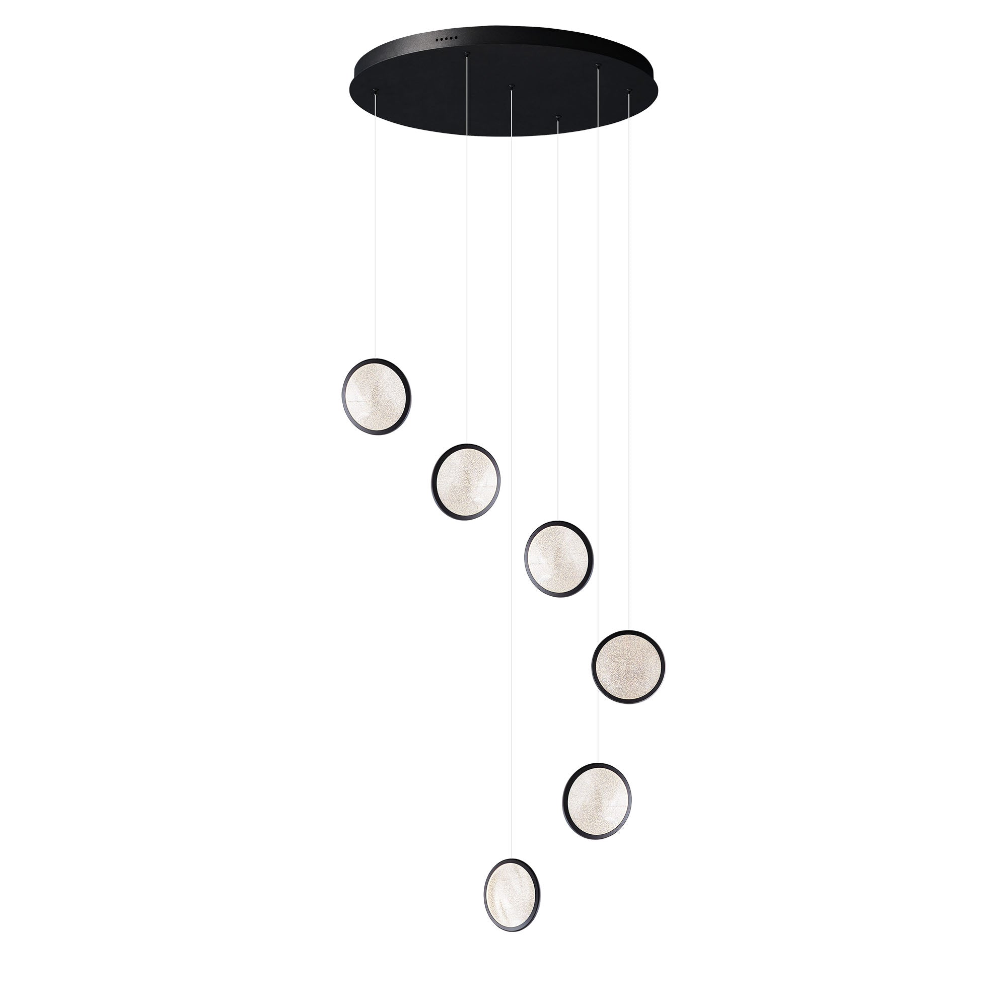 Arago Black 6 Light CCT Round Disc LED Pendant