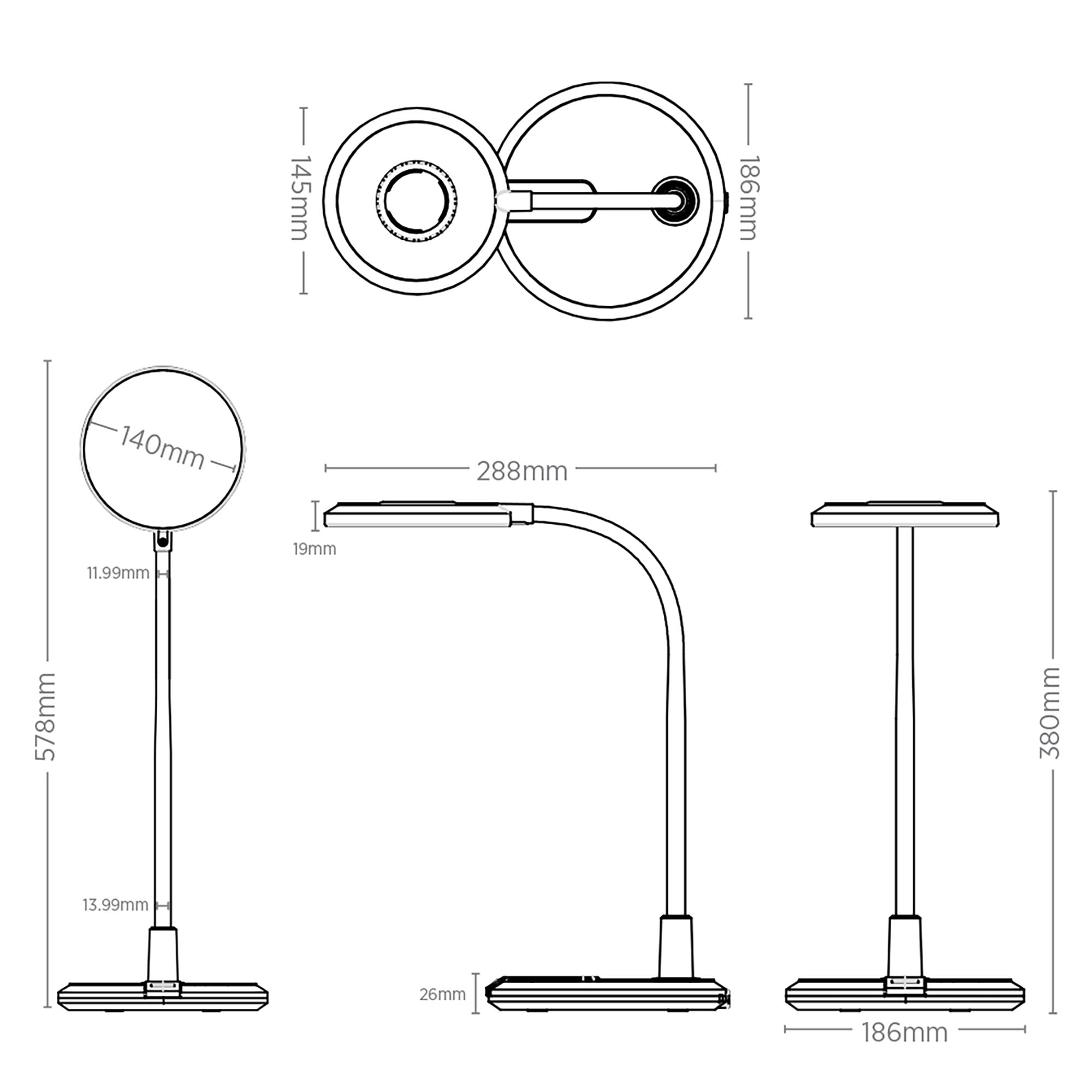 Brad Black 8w CCT Dimmable LED Desk Lamp