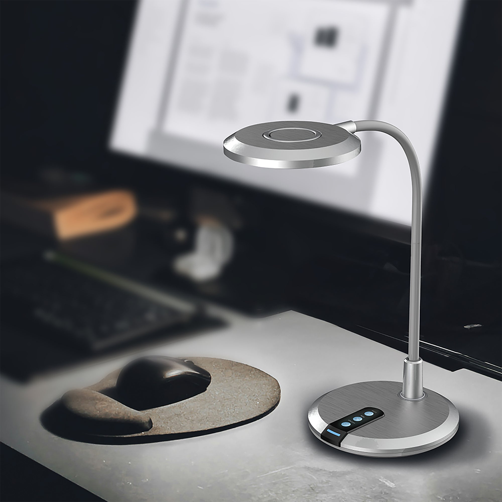 Brad Silver 8w CCT Dimmable LED Desk Lamp