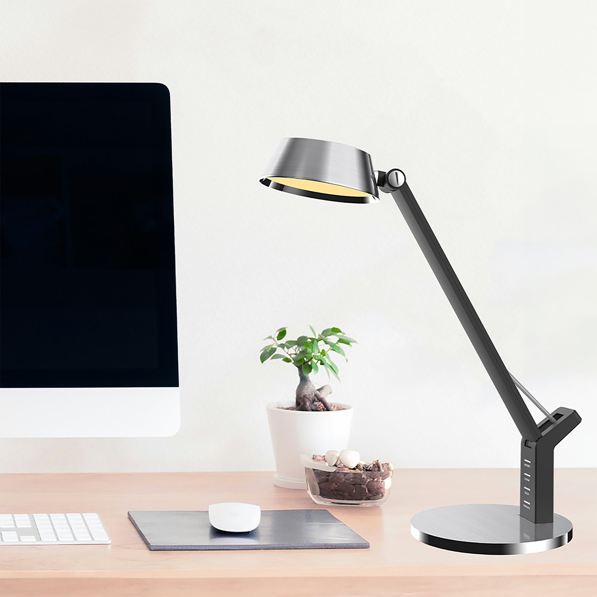 Hilda Silver-White 8w CCT with USB LED Desk Lamp