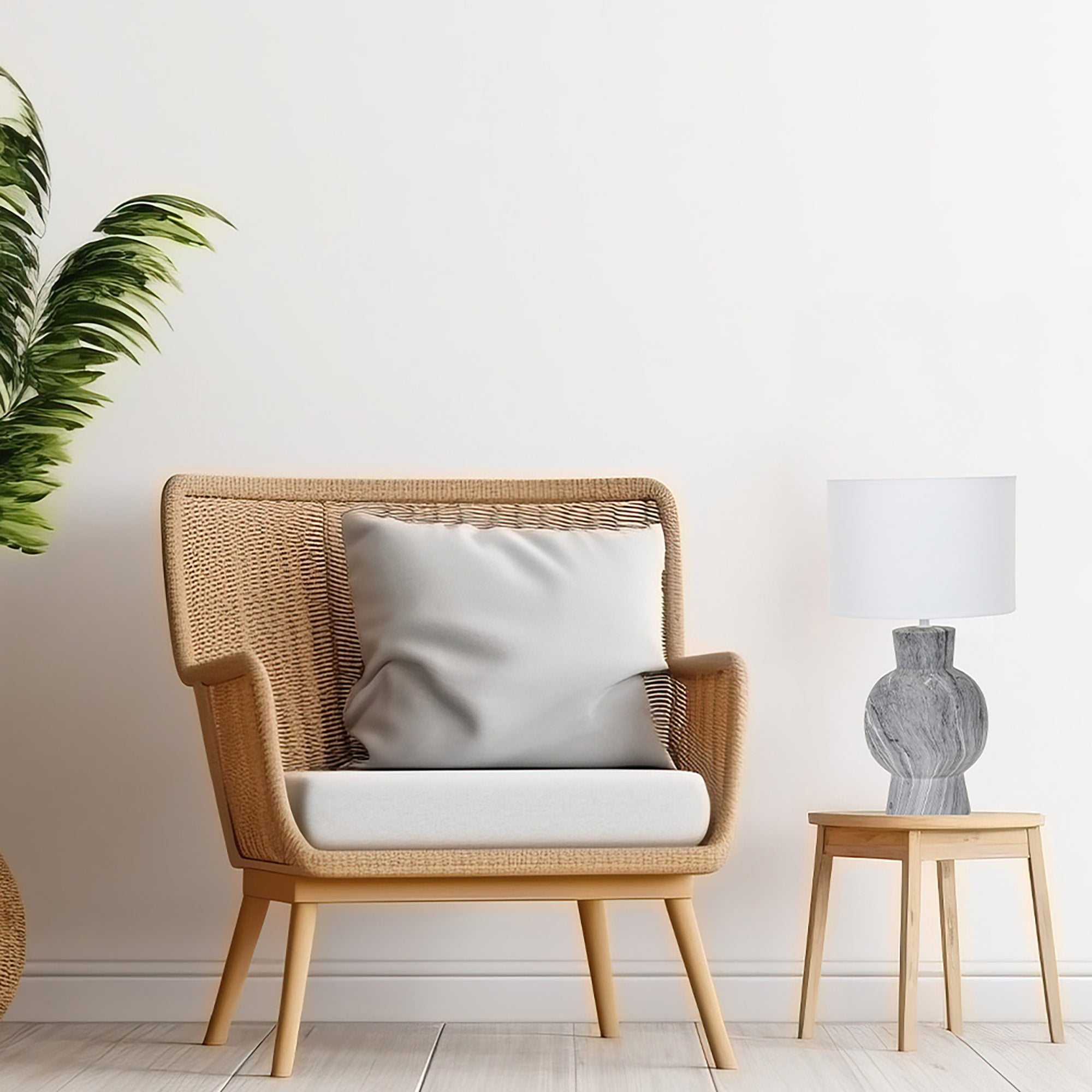 Karina Dark Stone with White Shade Table Lamp