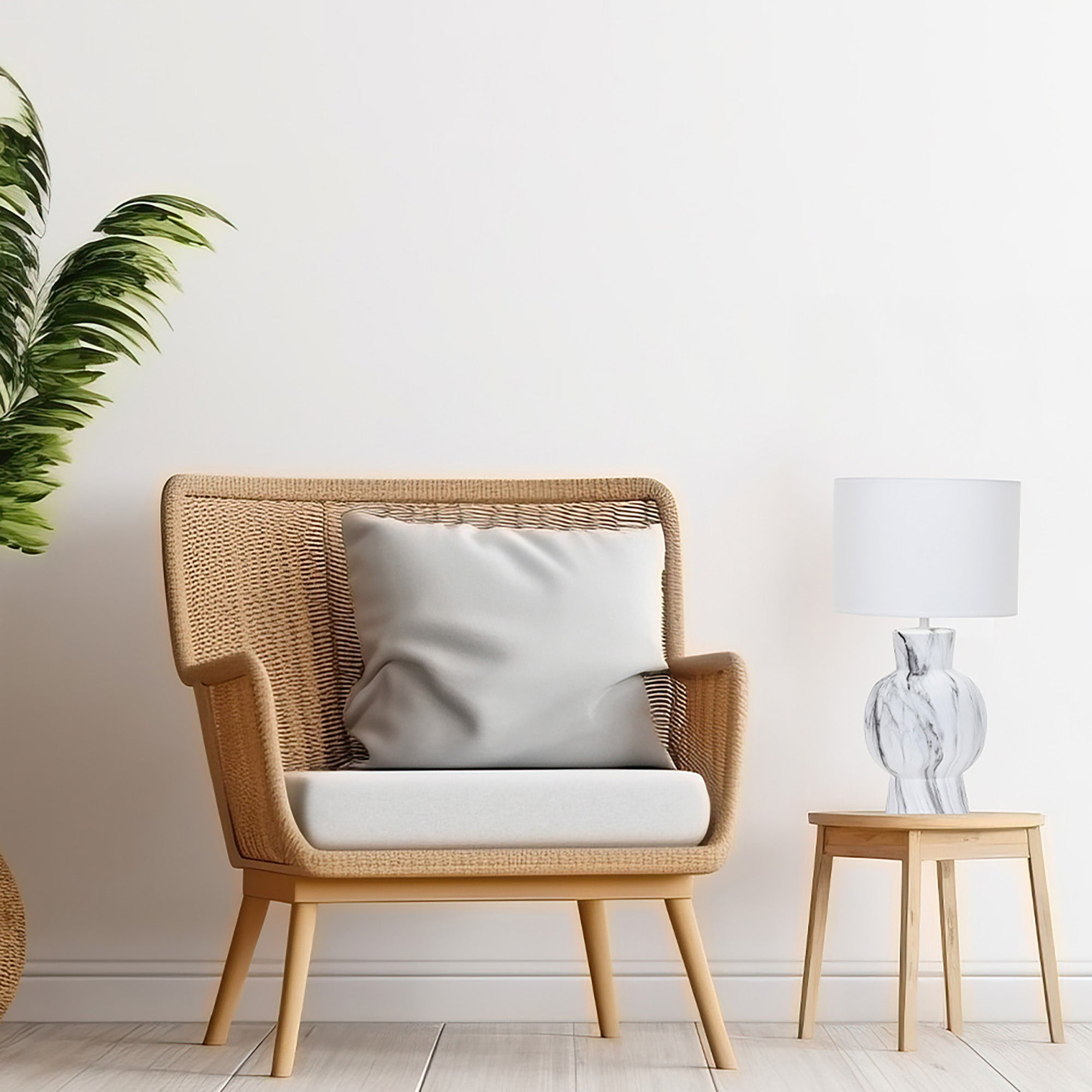 Karina Light Stone with White Shade Table Lamp