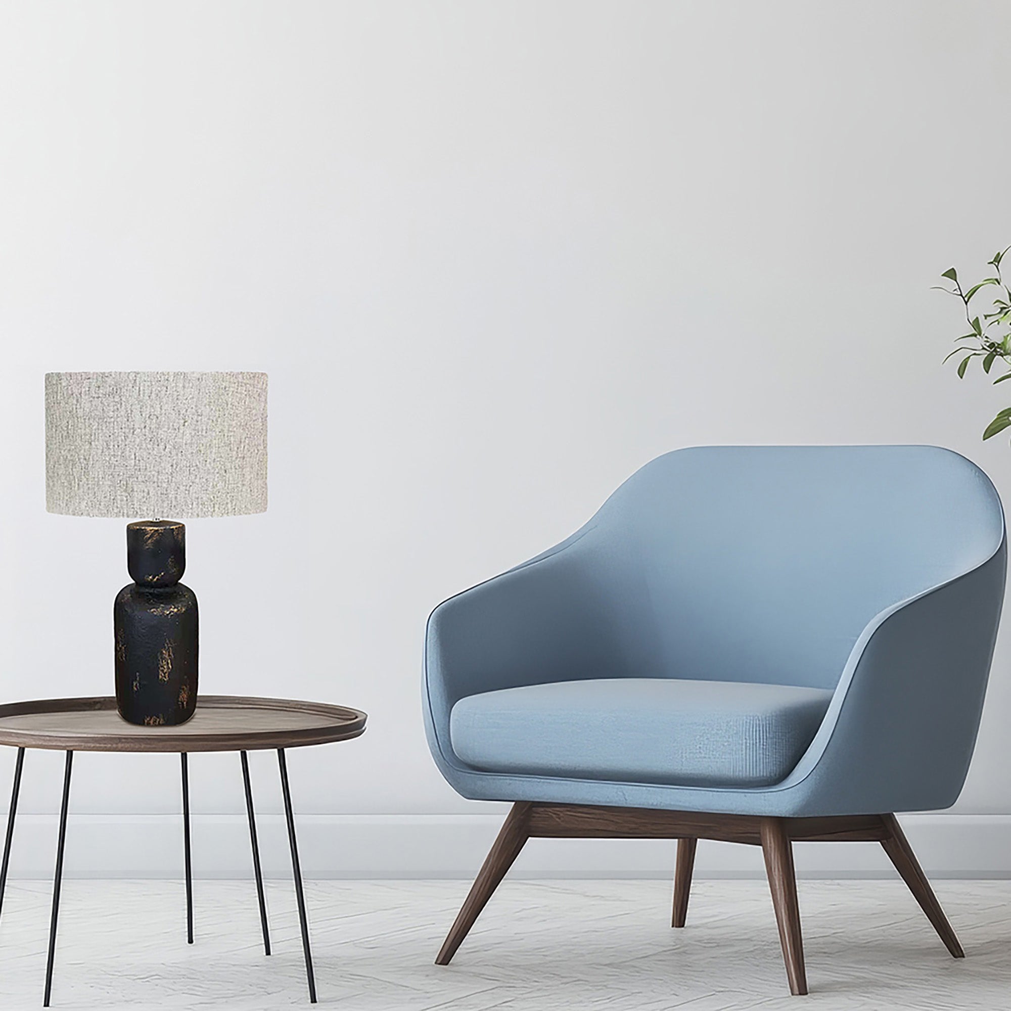 Sev Black/Gold Wash with White Shade Table Lamp