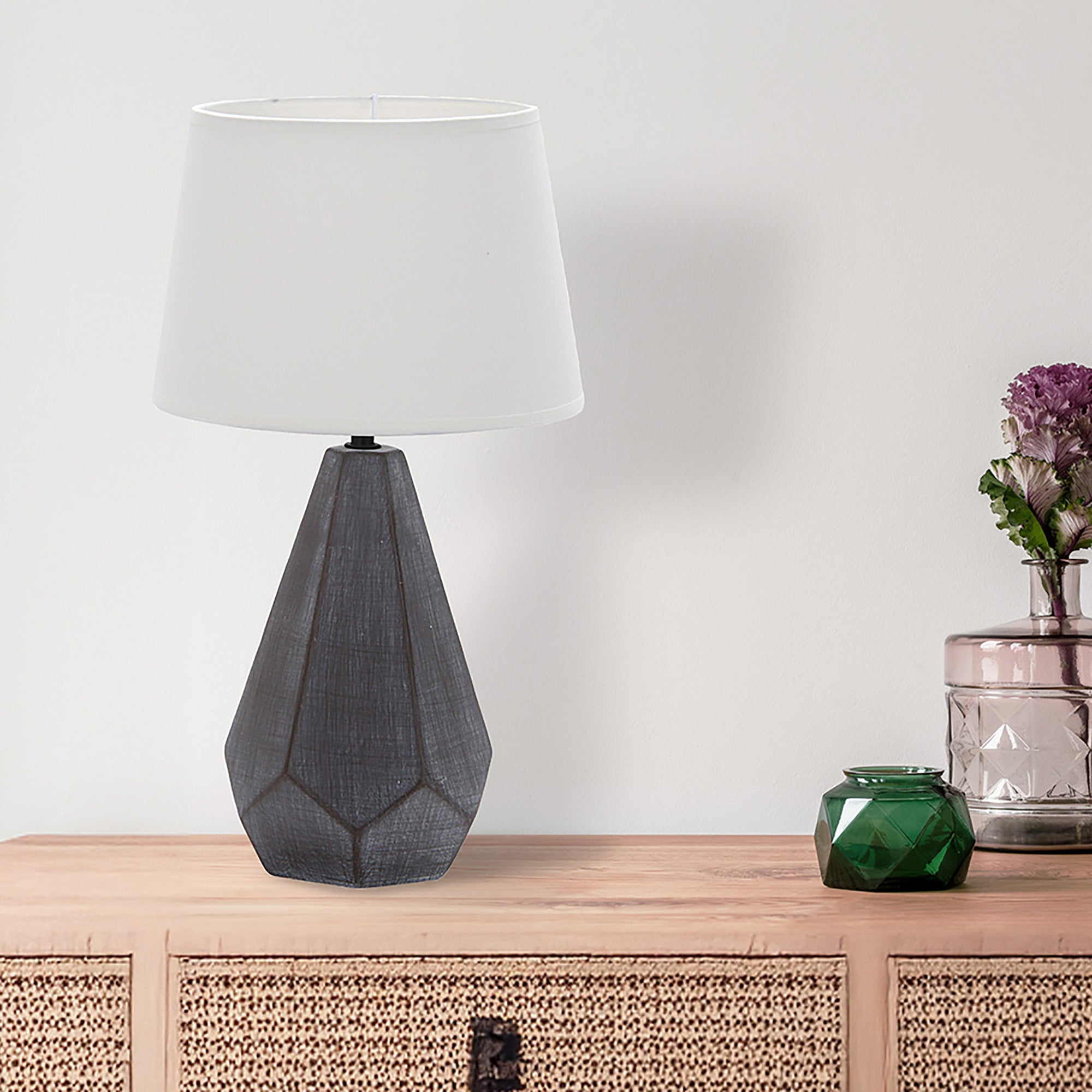 Hera Dark Grey with White Shade Table Lamp
