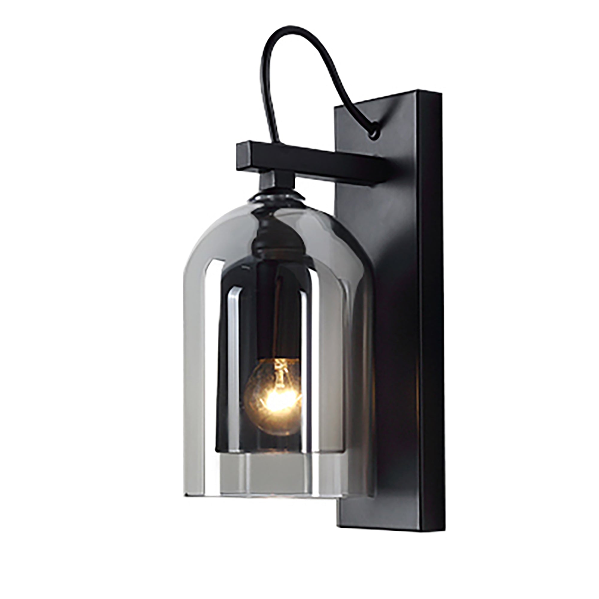Marco Black with Smoke Glass Wall Light