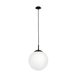 Rondo Hanging Light 1X60W E27 Black/Opal 250mm 2M