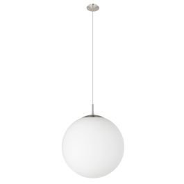 Rondo Hanging Light 1X60W E27 Satin Nickel/Opal 400mm 2M