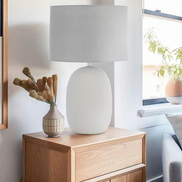 Arbro Grey Ceramic Table Lamp with Fabric Shade