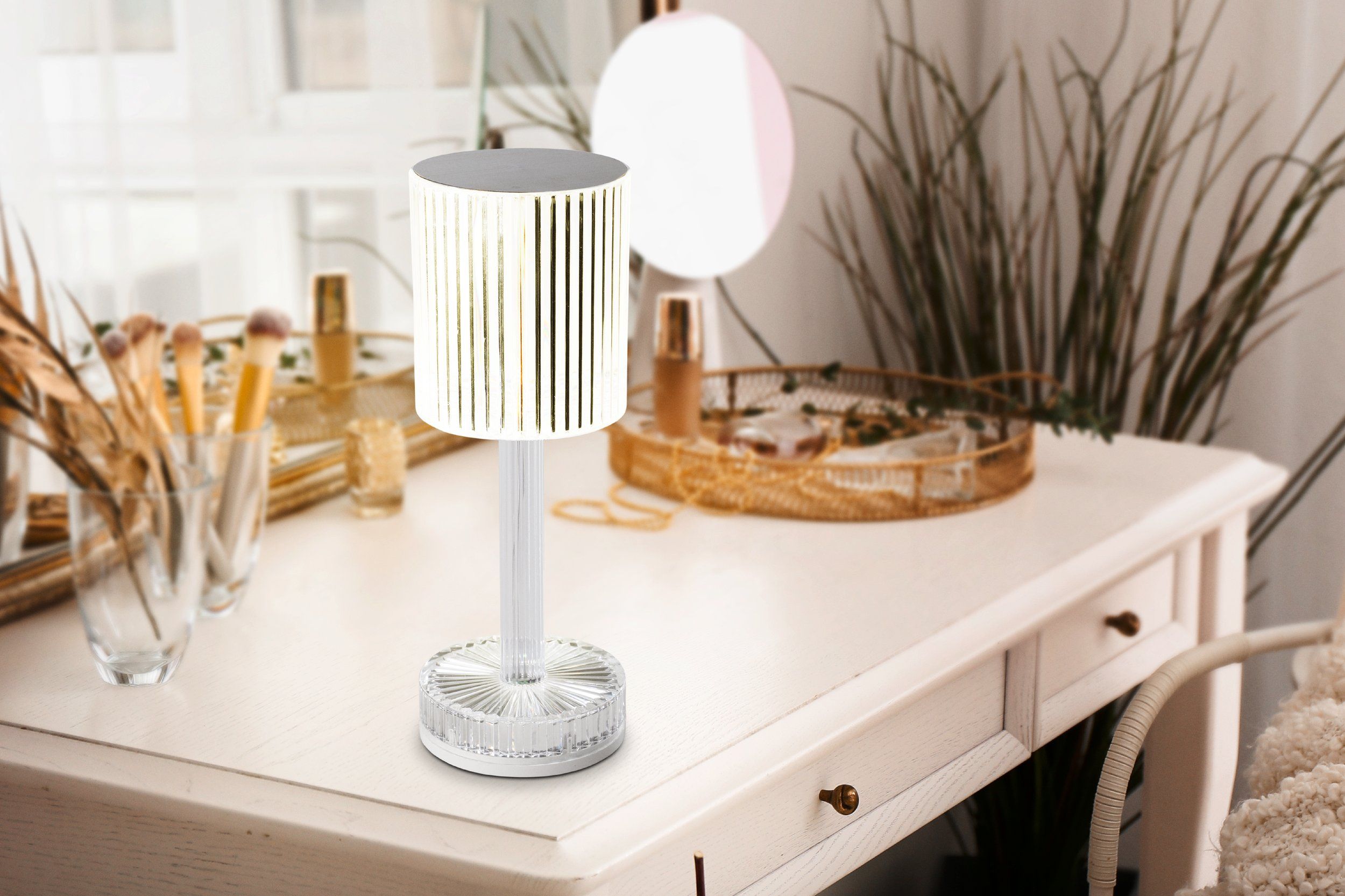 Lucignano Clear/Chrome 0.6W RGB Rechargeable Table Lamp