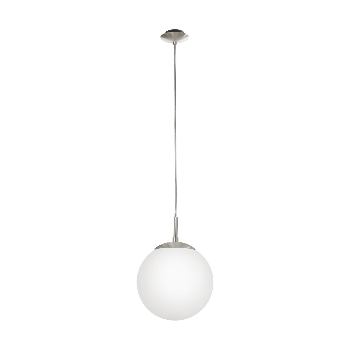 Rondo Small Pendant Light in Satin Nickel with Opal Glass