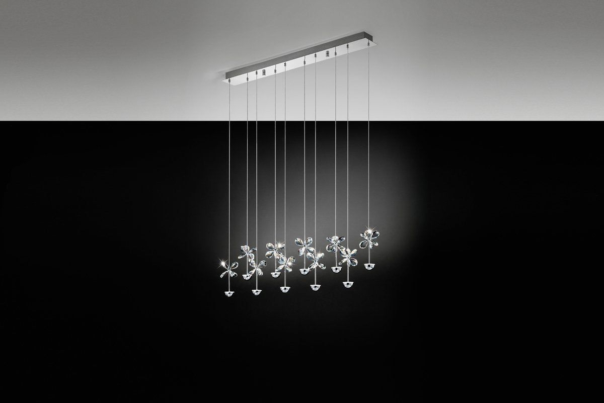 Pianopoli 25W Warm White LED Chrome & Crystal Chandelier Pendant Light