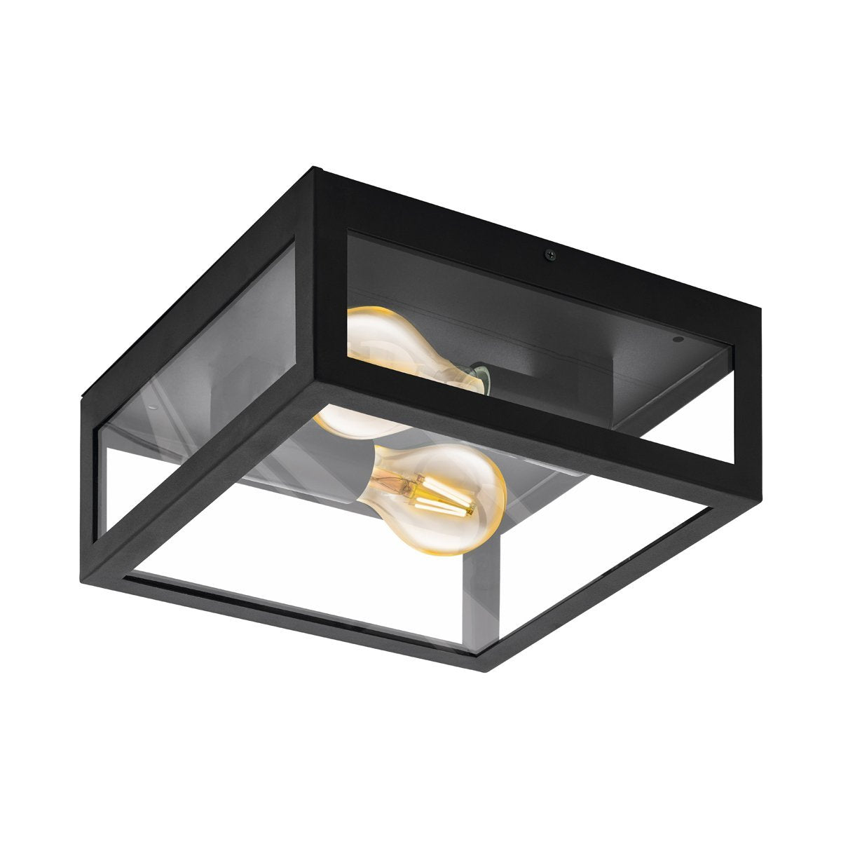 Alamonte IP44 E27 2 Light Black Exterior Wall or Ceiling Light