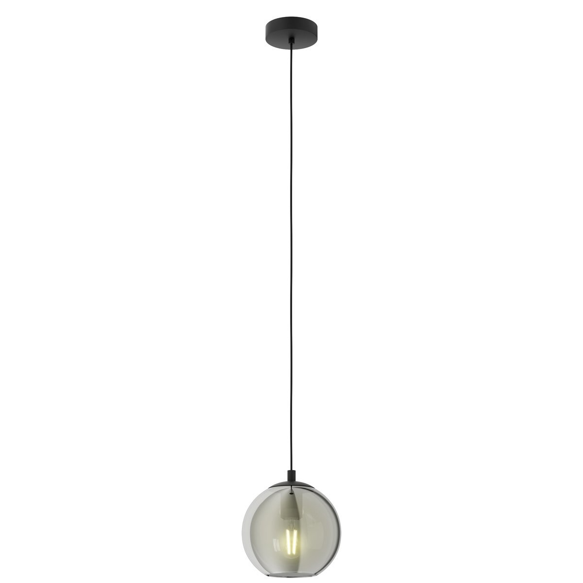 Ariscani 1 Light Black Pendant Light with Smoked Glass