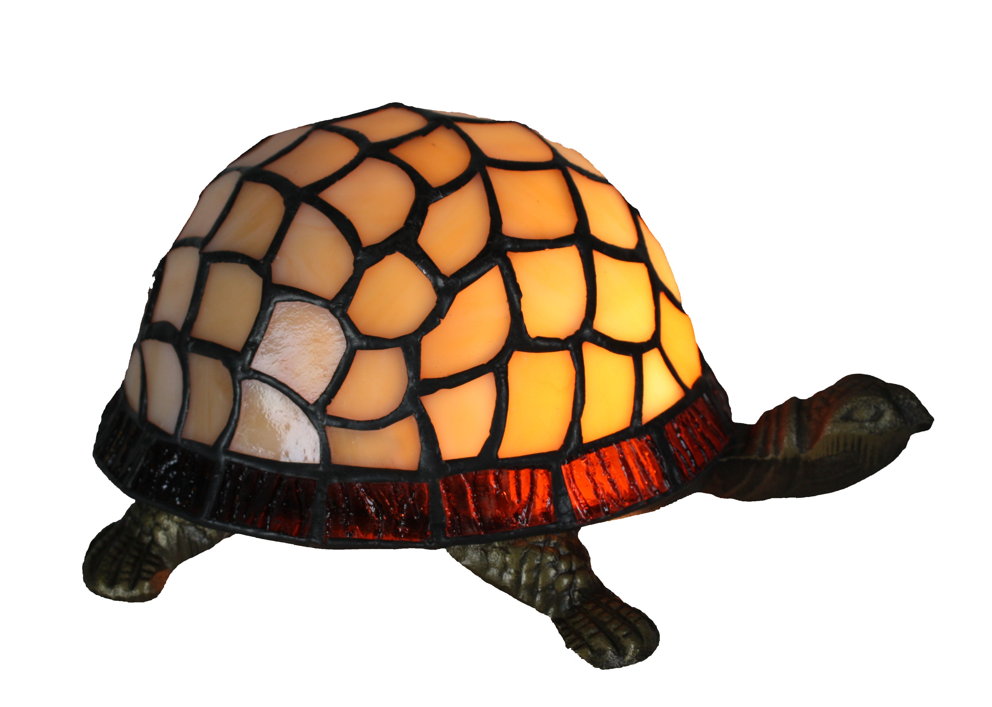 Creamy Amber Turtle Tiffany Leadlight Table Lamp