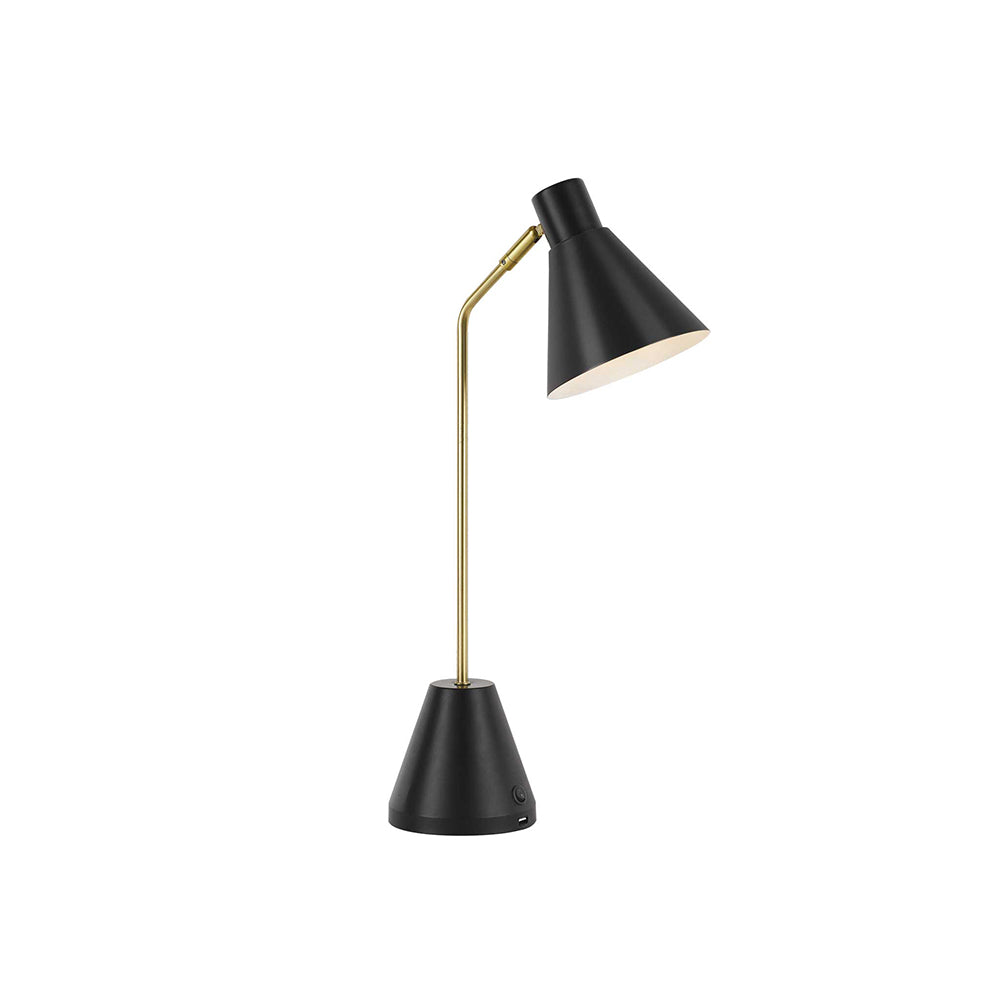 Ambia White/Brass or Black/Brass Table Lamp With USB