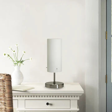 Angus Nickel Table Lamp with Opal Glass Shade