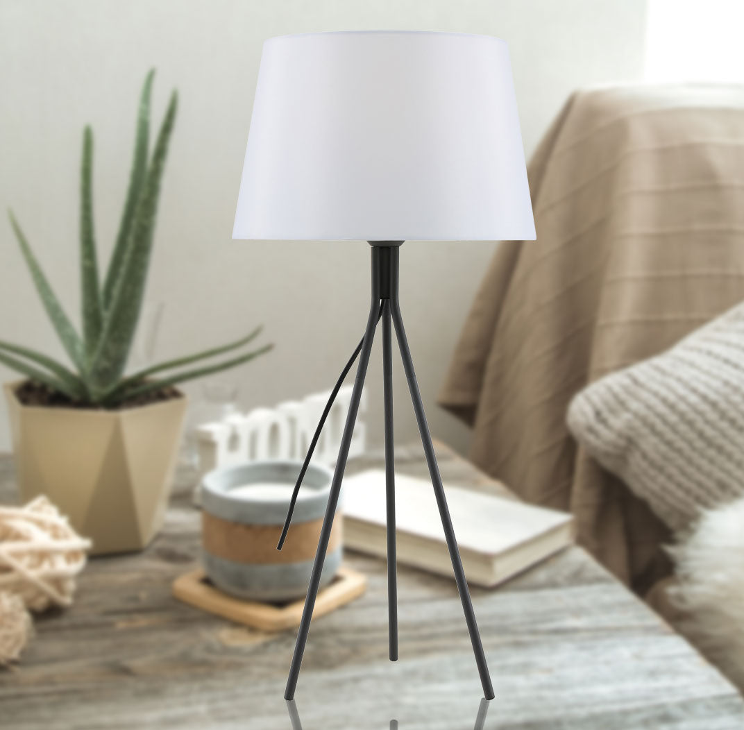 Anna Dark Grey Table Lamp with White, Blue or Black Fabric Shade