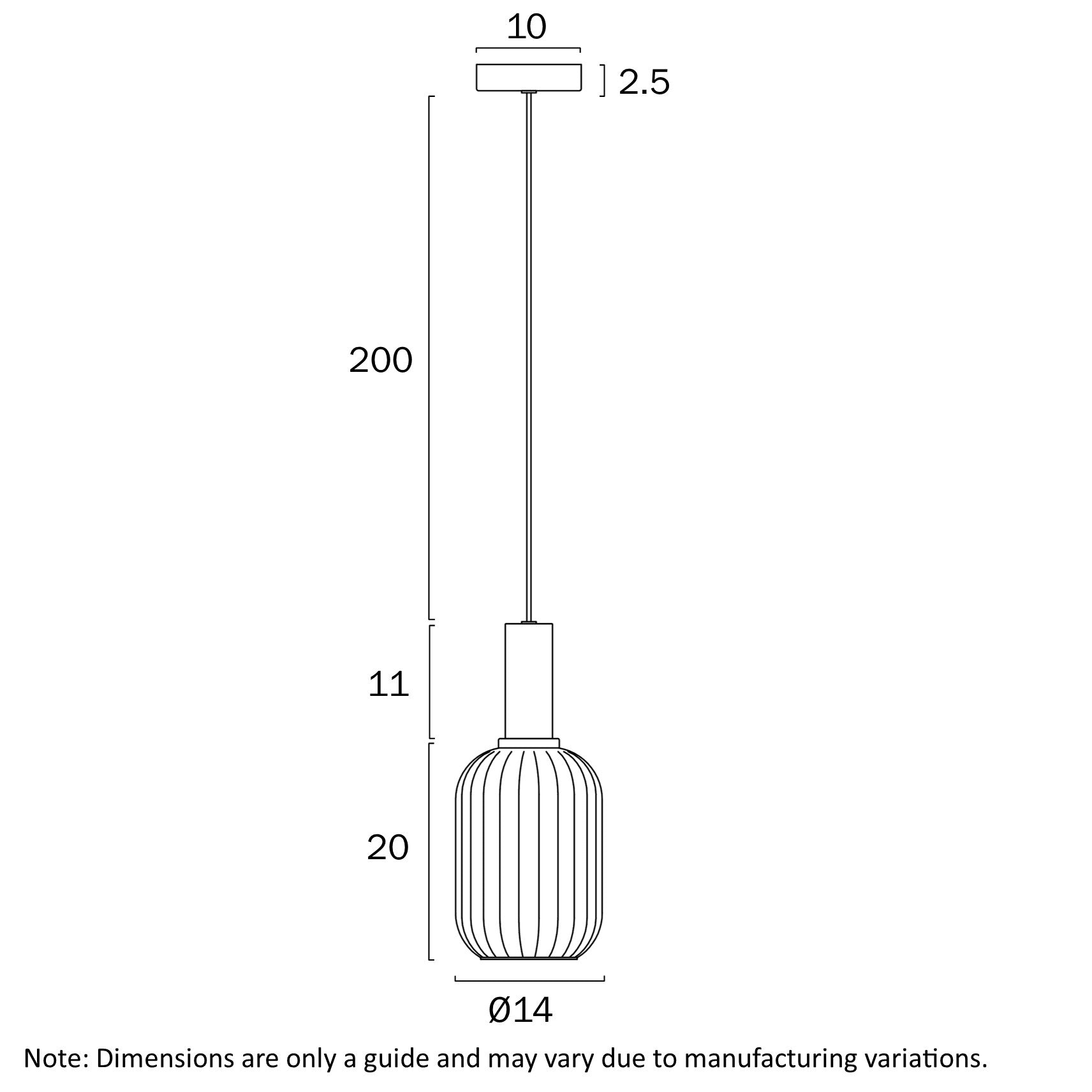 Aosta Black & Frost 13cm Pendant