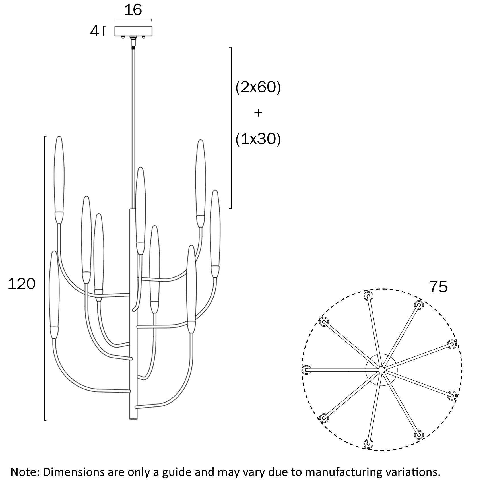 Archer Antique Gold 27W 3000K 9 Light Pendant