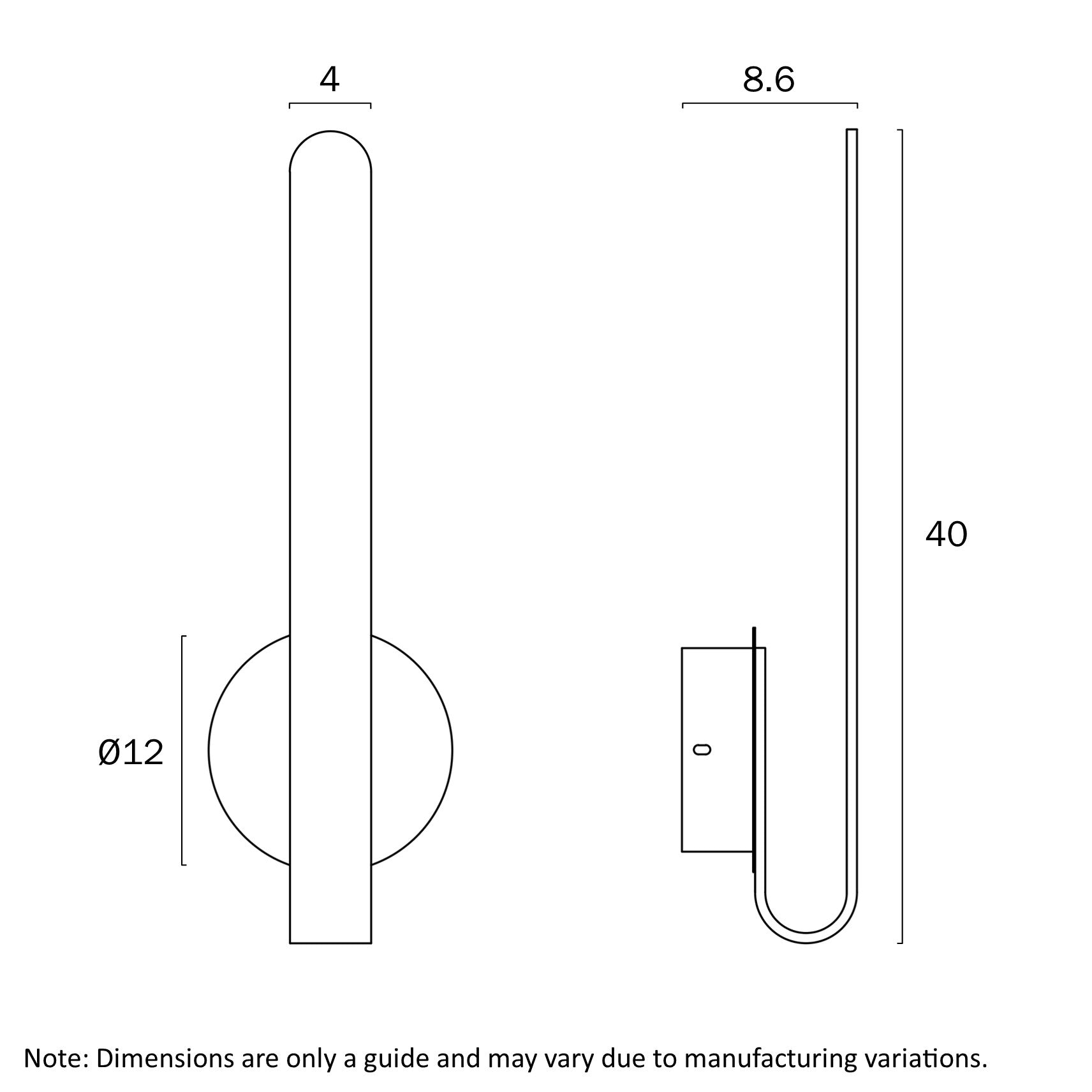 Atala 40 Black/Gold or White 12W 3000K Dimmable Wall Light