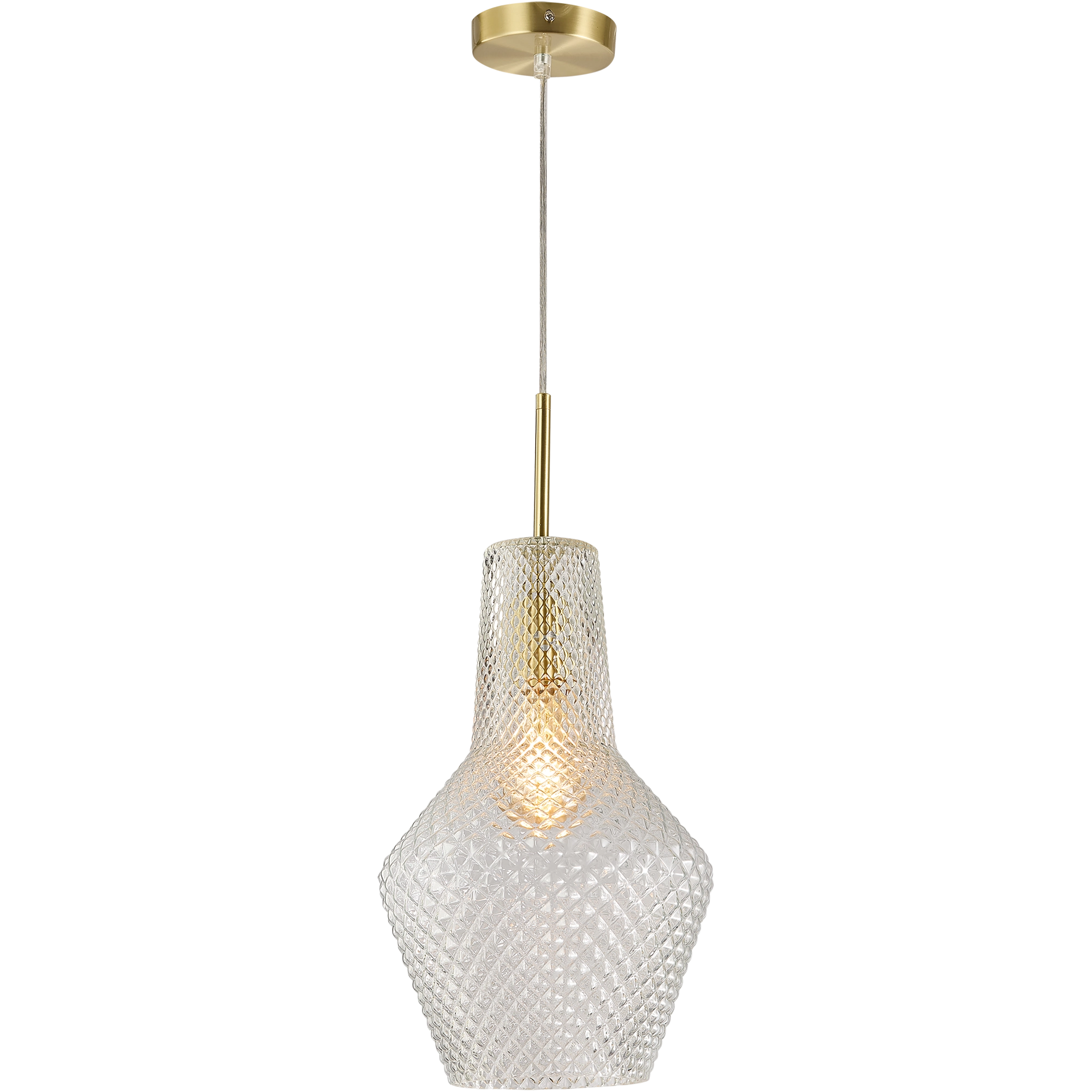 Avian Gold & Clear Vintage Diamond Cut Glass E27 Pendant