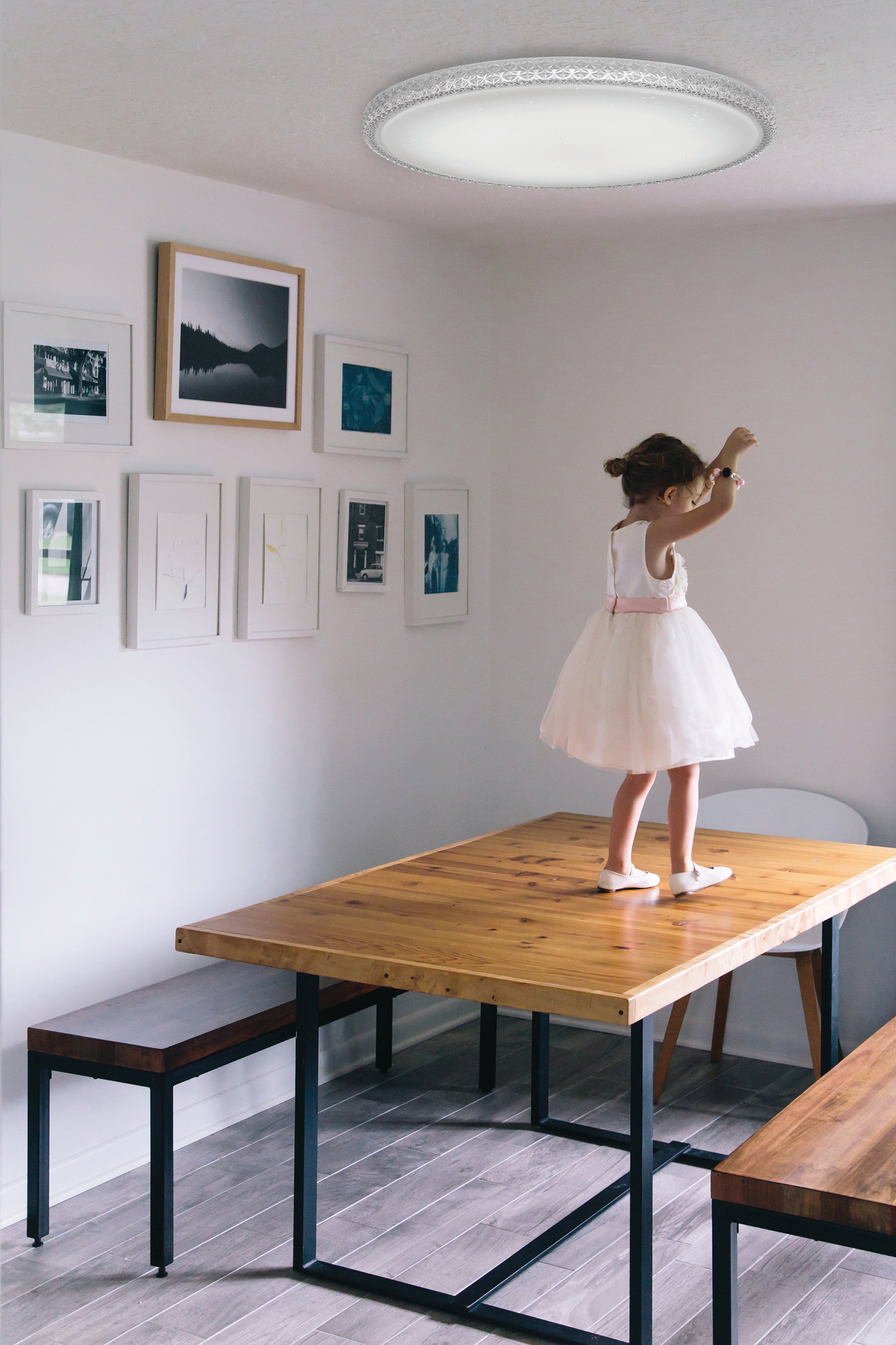 Amelia 60 XL Opaline 50W 3CCT Dimmable Oyster Light with Remote