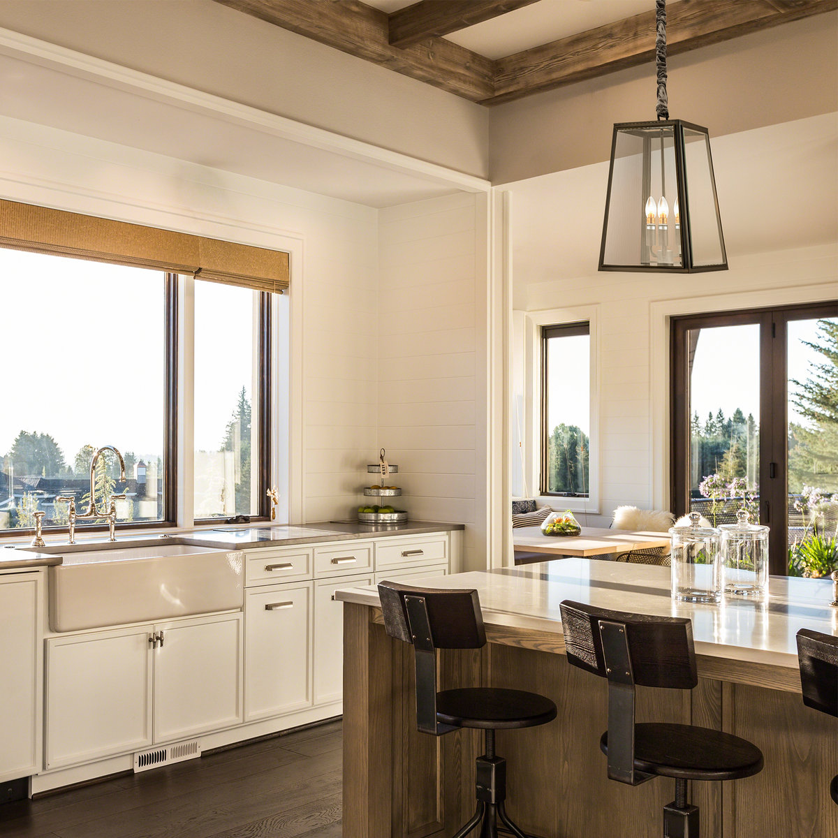 Preston E27 Brass Bevelled Glass Pendant Bronze